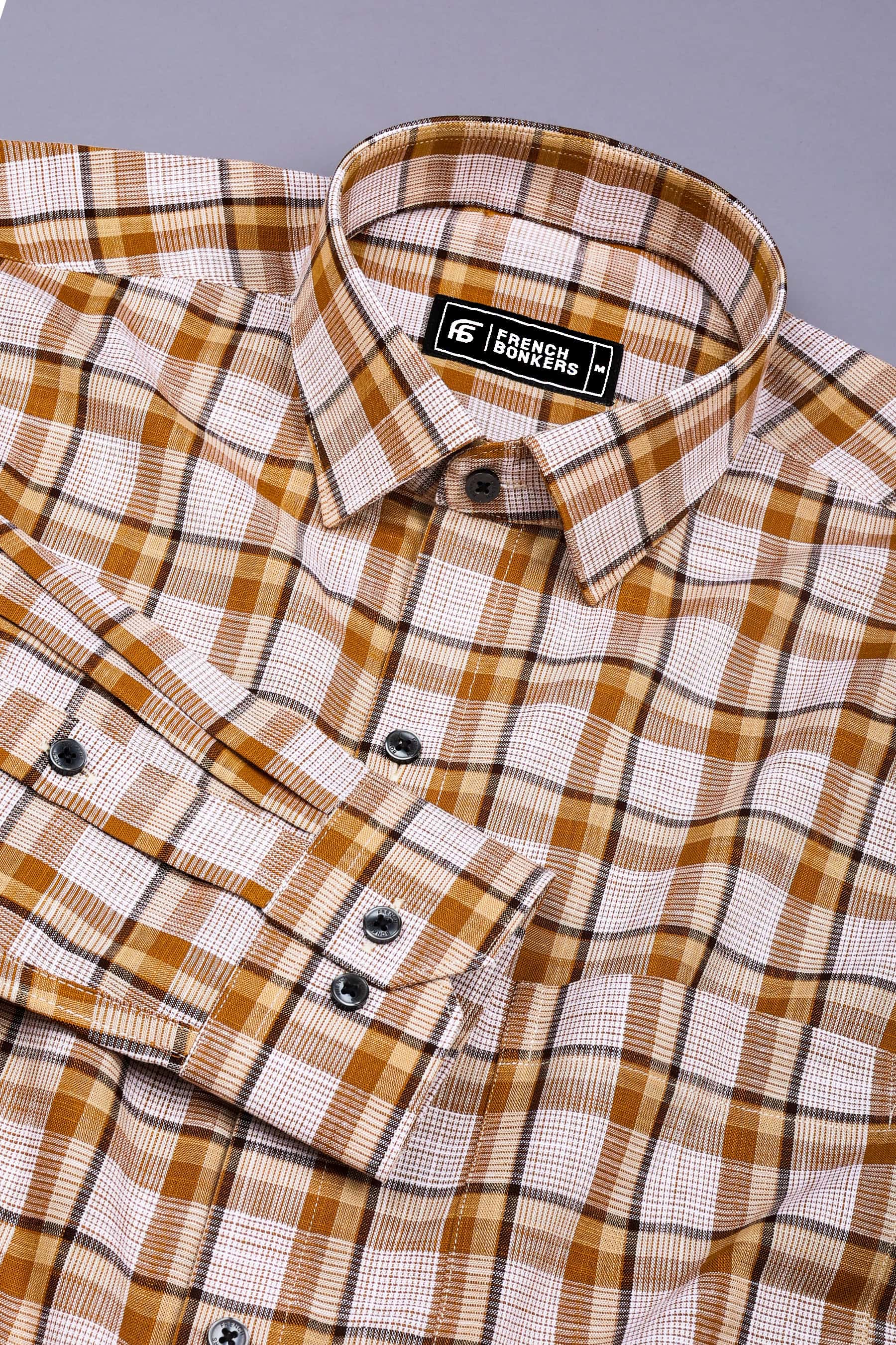 Axvero Brown Multi-Tone Check Cotton Shirt