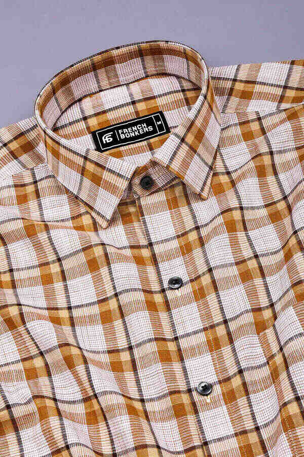 Axvero Brown Multi-Tone Check Cotton Shirt
