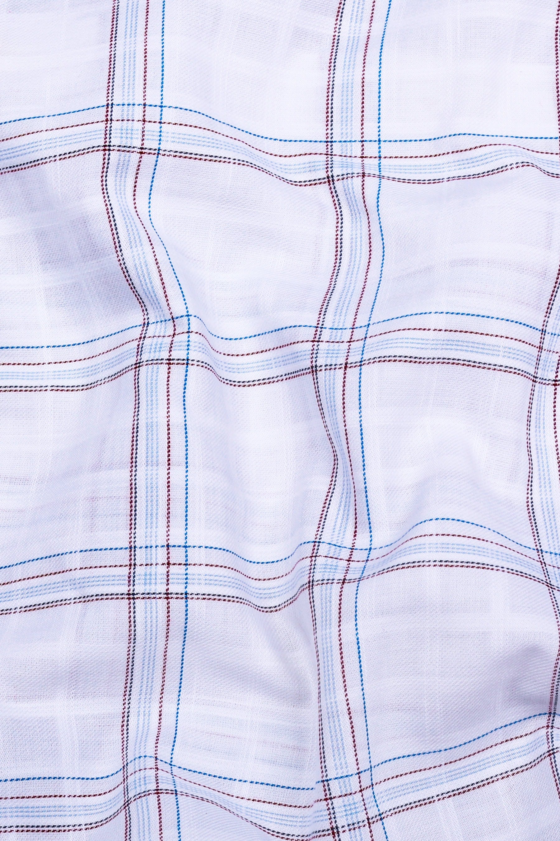 Velmond White with Multi-Line Check Cotton Shirt