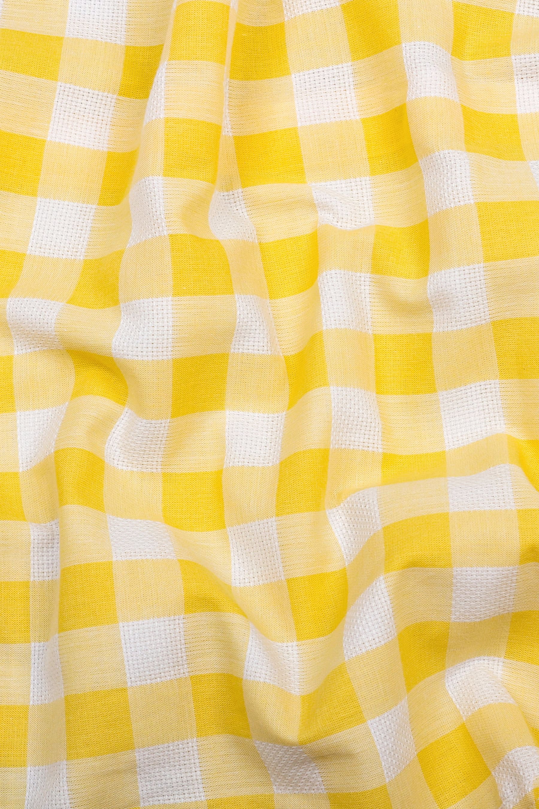 Rivano Yellow and White Box Check Cotton Shirt