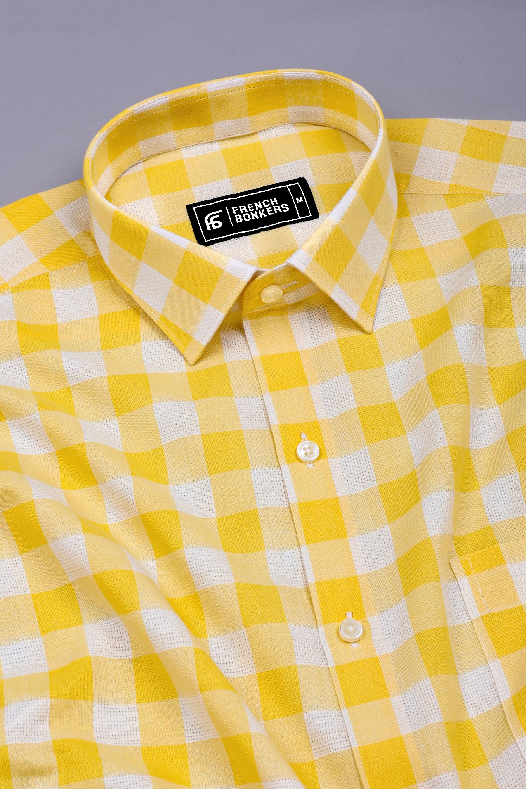 Rivano Yellow and White Box Check Cotton Shirt