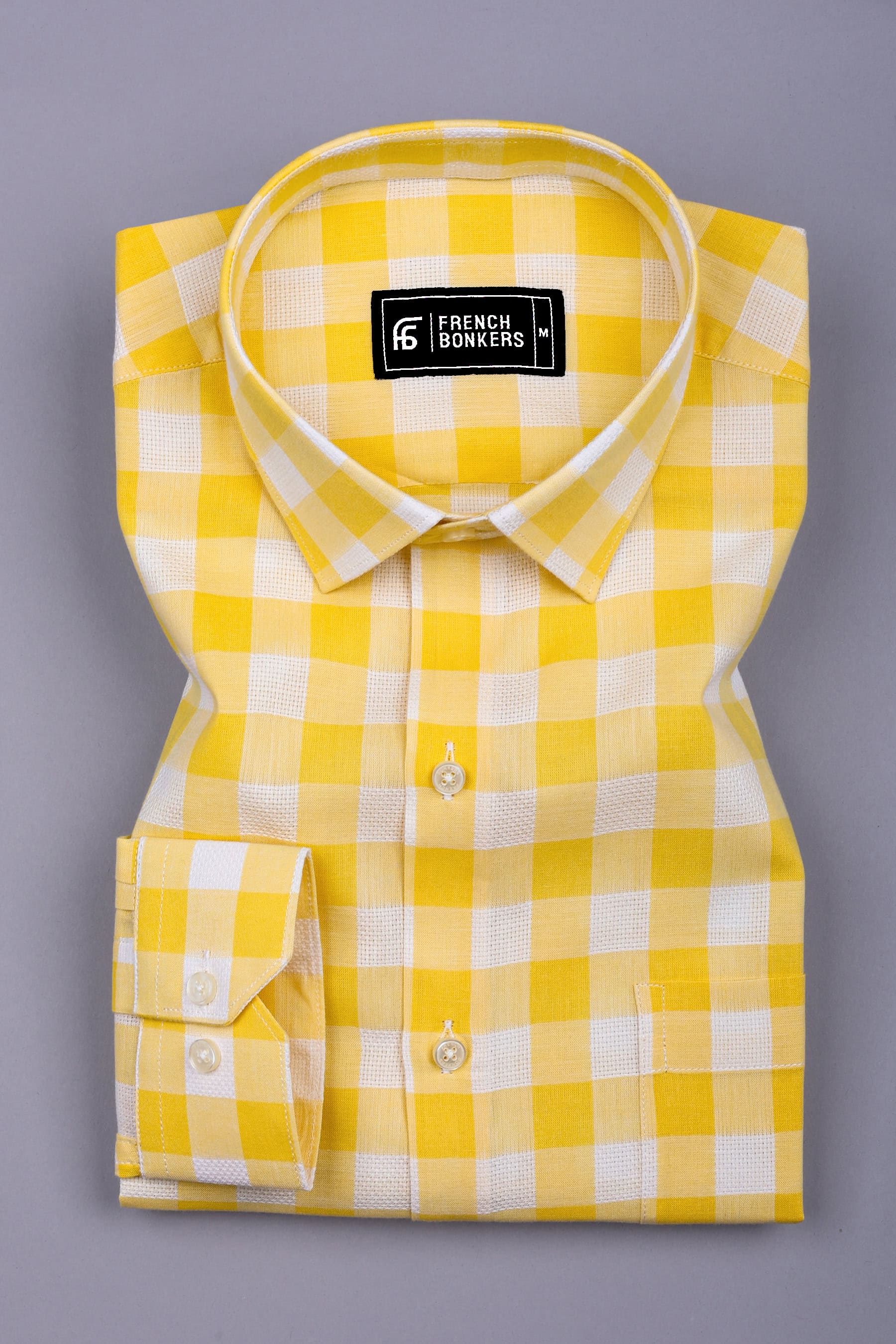 Rivano Yellow and White Box Check Cotton Shirt