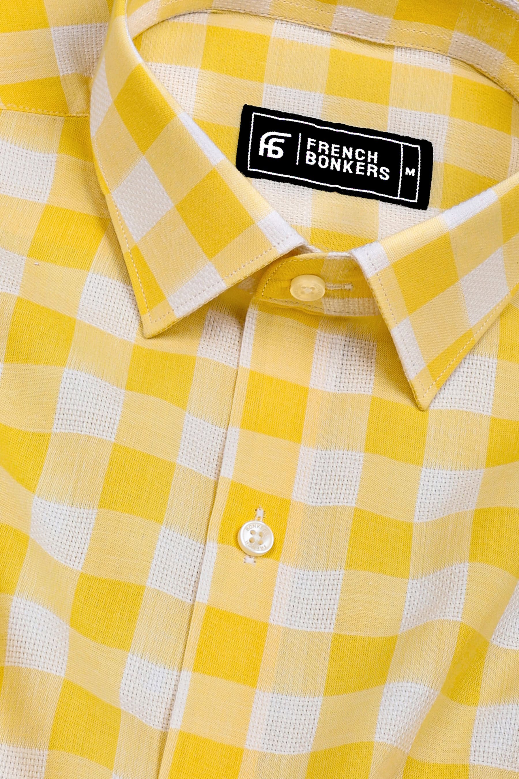 Rivano Yellow and White Box Check Cotton Shirt