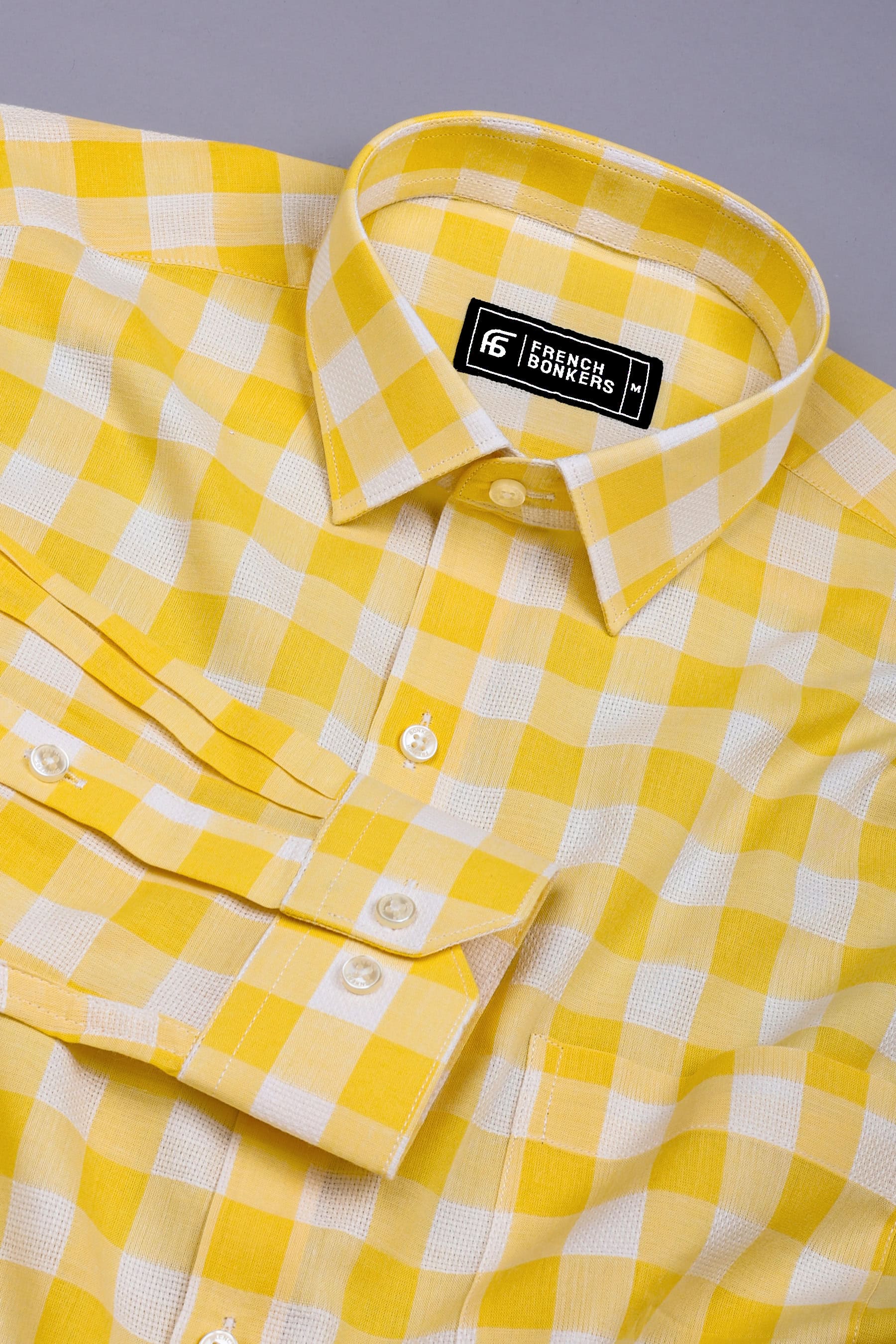 Rivano Yellow and White Box Check Cotton Shirt