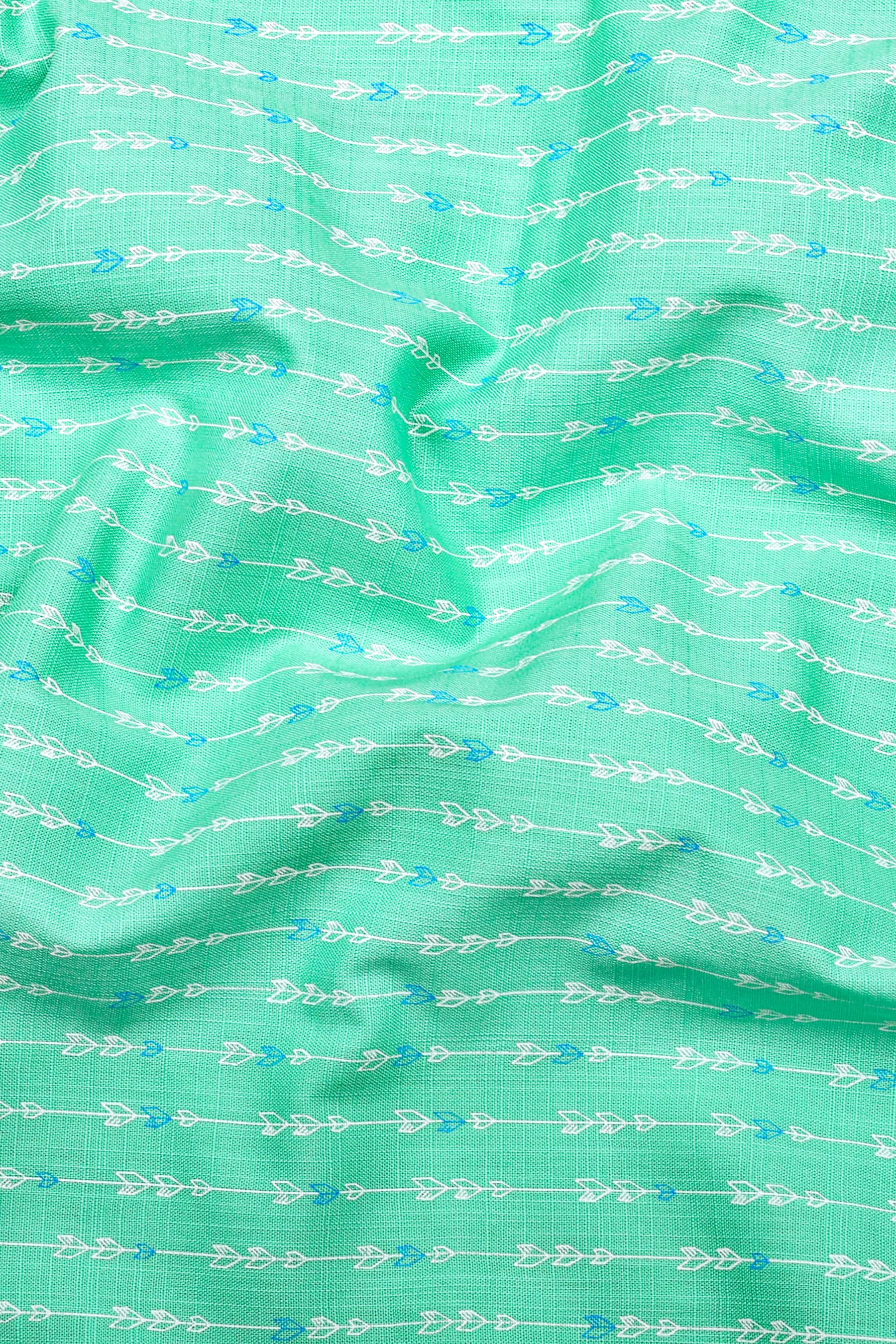 Norell Green with Subtle Directional Printed Cotton Shirt