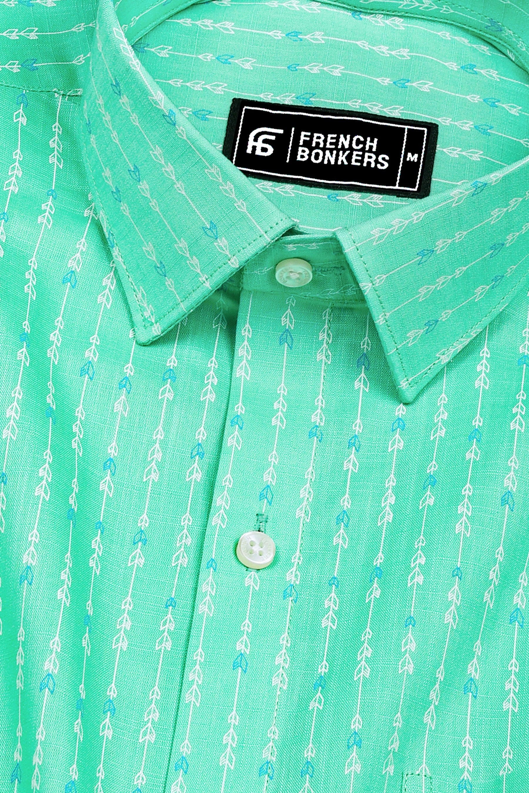 Norell Green with Subtle Directional Printed Cotton Shirt