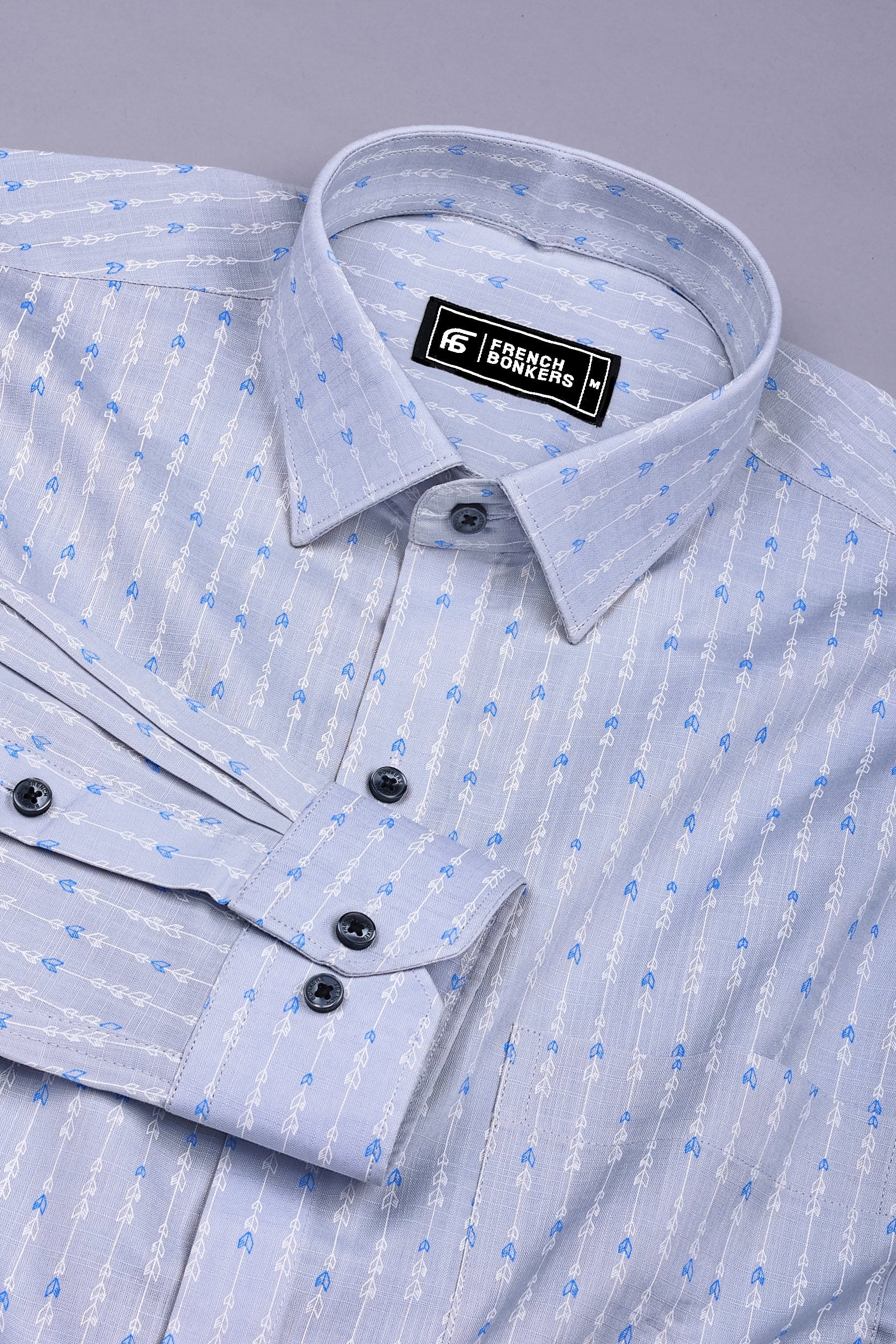 Norell Grey with Subtle Directional Printed Cotton Shirt