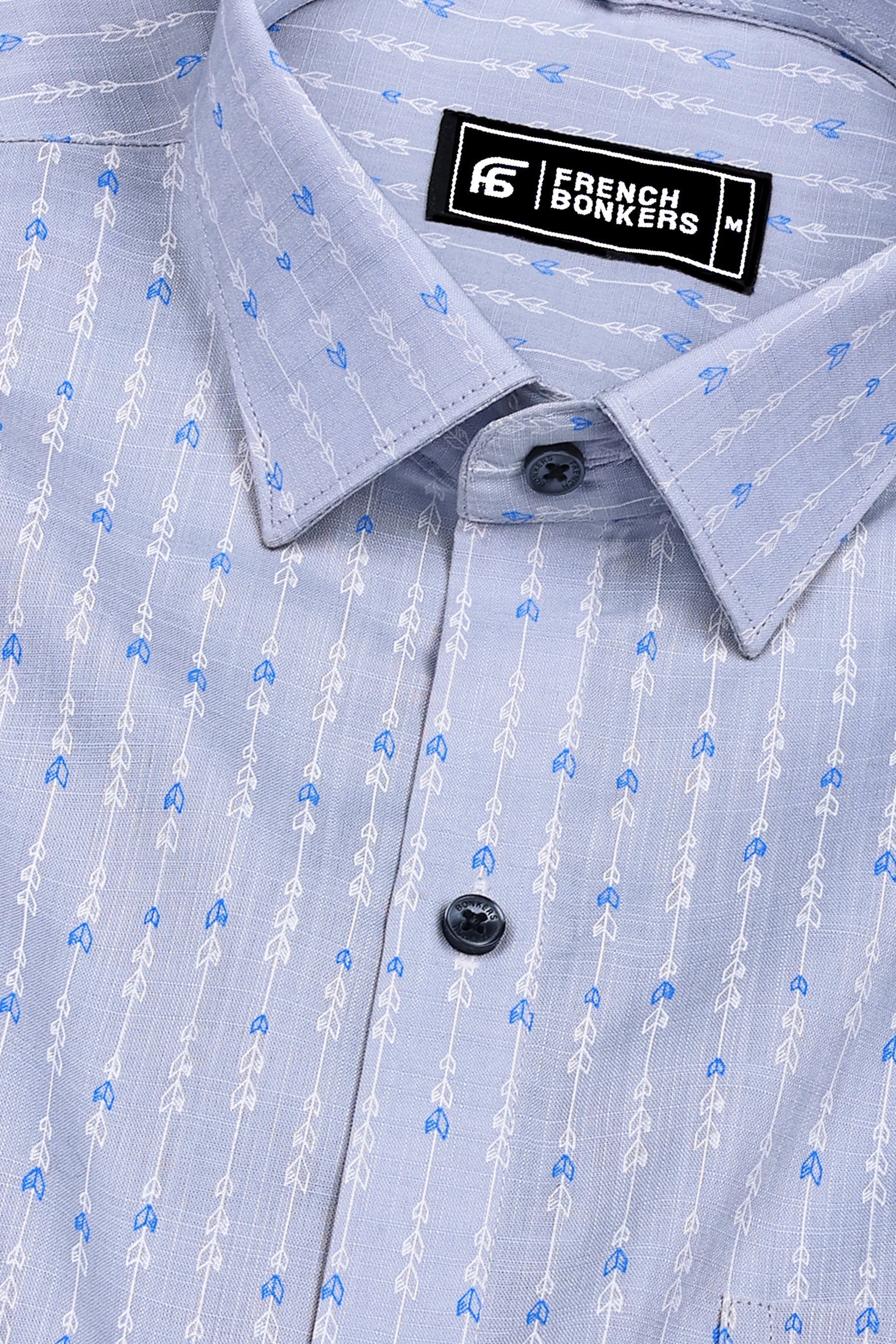Norell Grey with Subtle Directional Printed Cotton Shirt