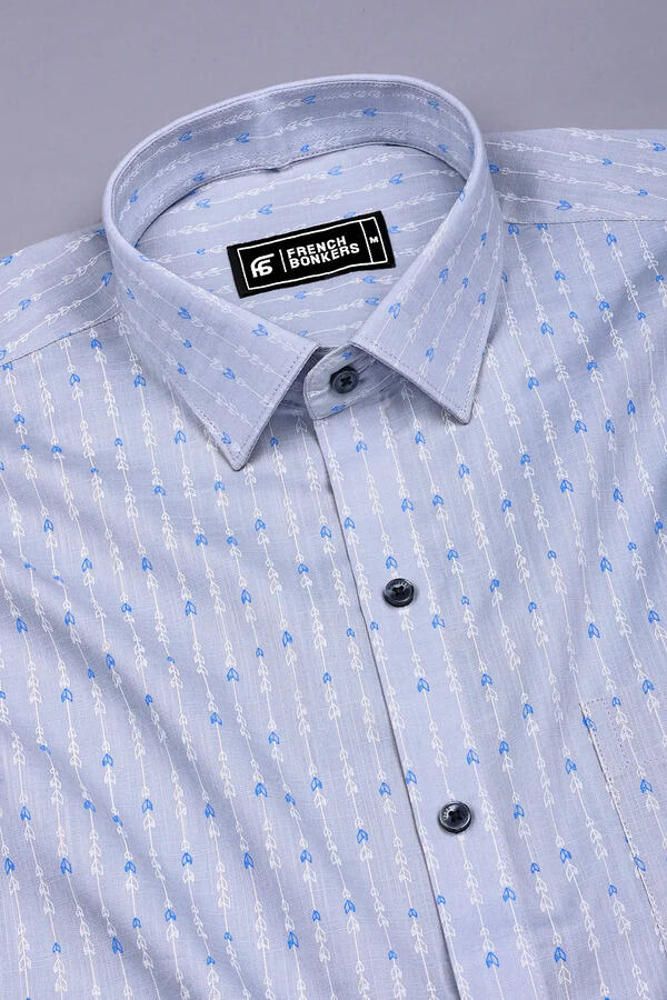 Norell Grey with Subtle Directional Printed Cotton Shirt
