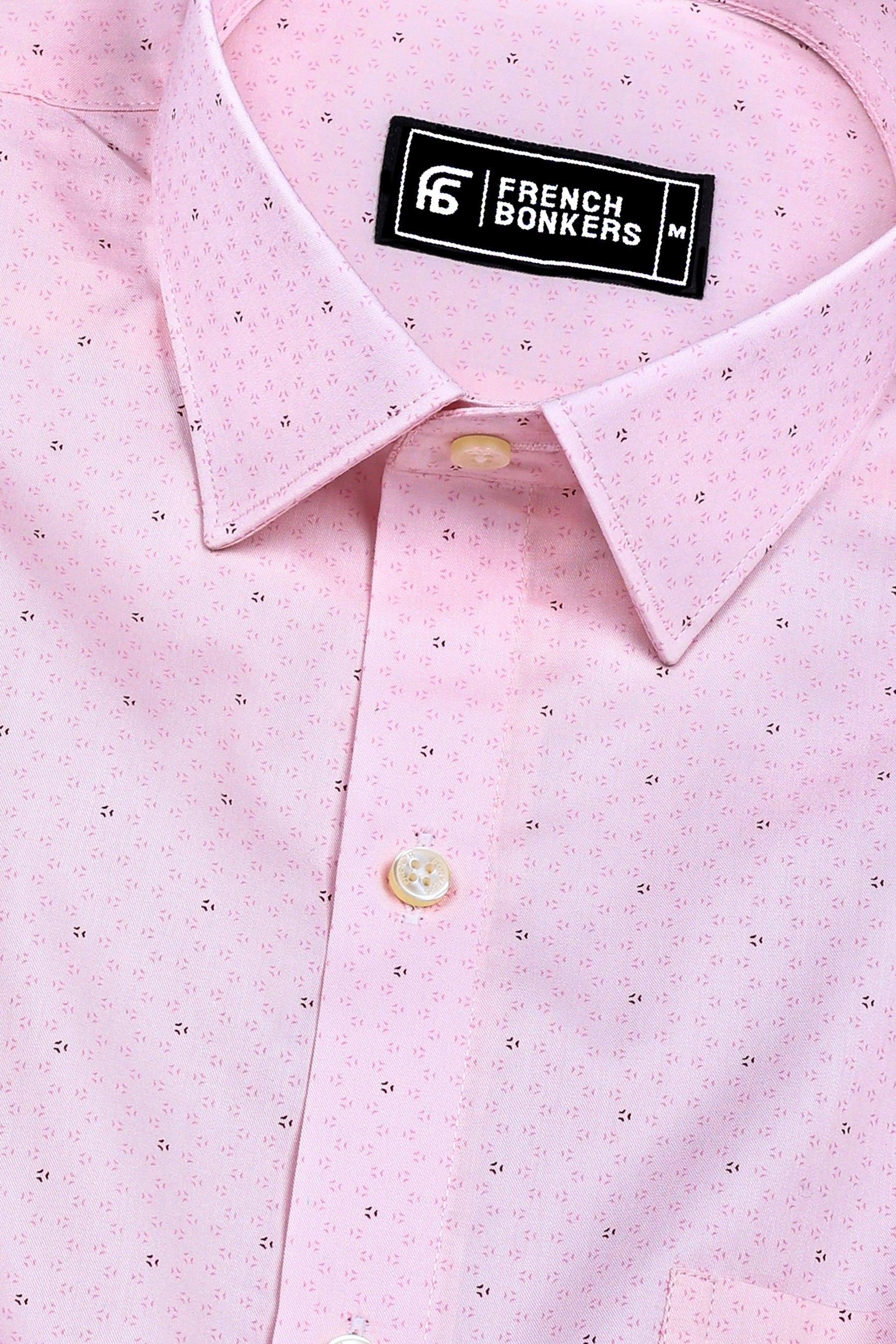 Trevona Peach with Fine Maroon Design Cotton Shirt