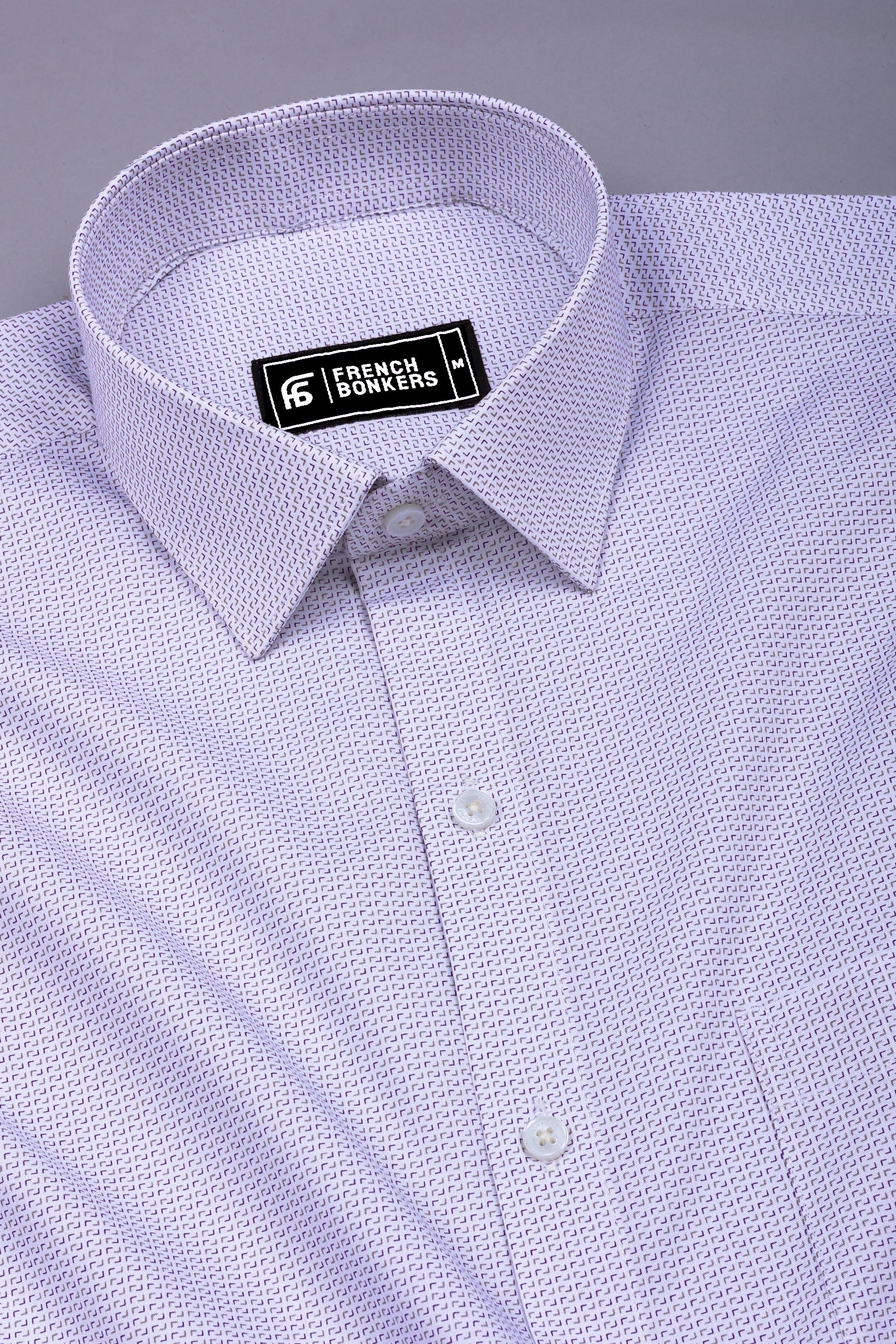 Dravino Light Grey with Dual-Tone Design Cotton Shirt