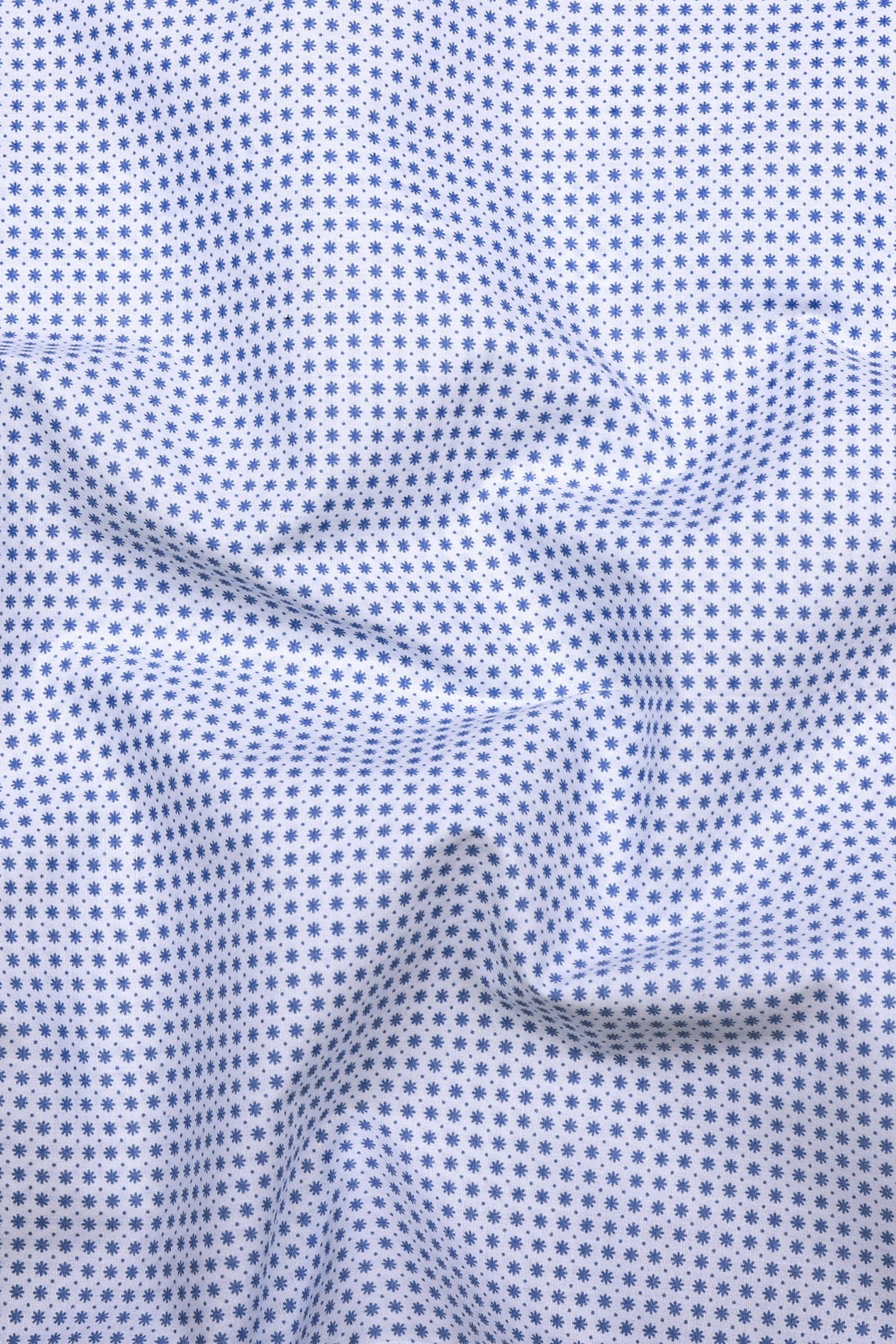 Dexiva White and Blue Ditsy Print Cotton Shirt