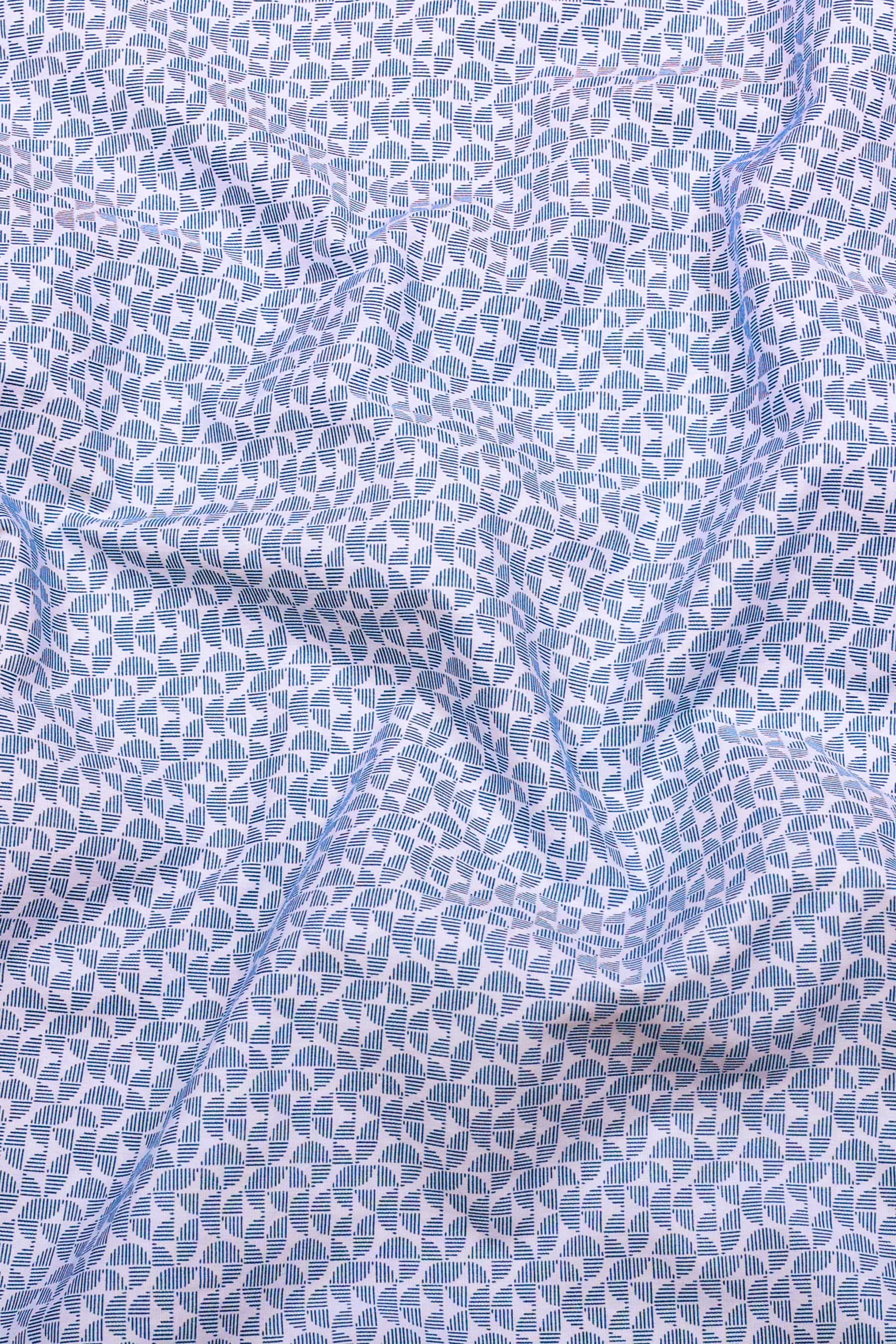 Orbit Grid Sky Blue Printed Cotton Shirt