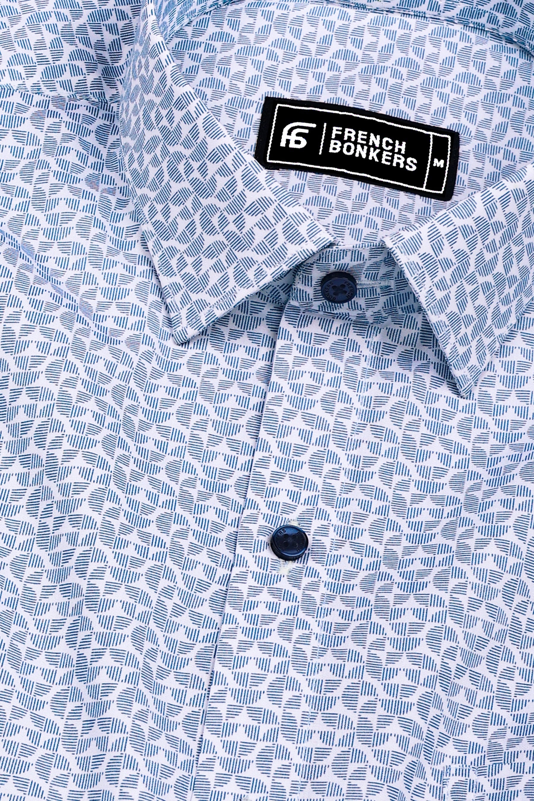 Orbit Grid Sky Blue Printed Cotton Shirt