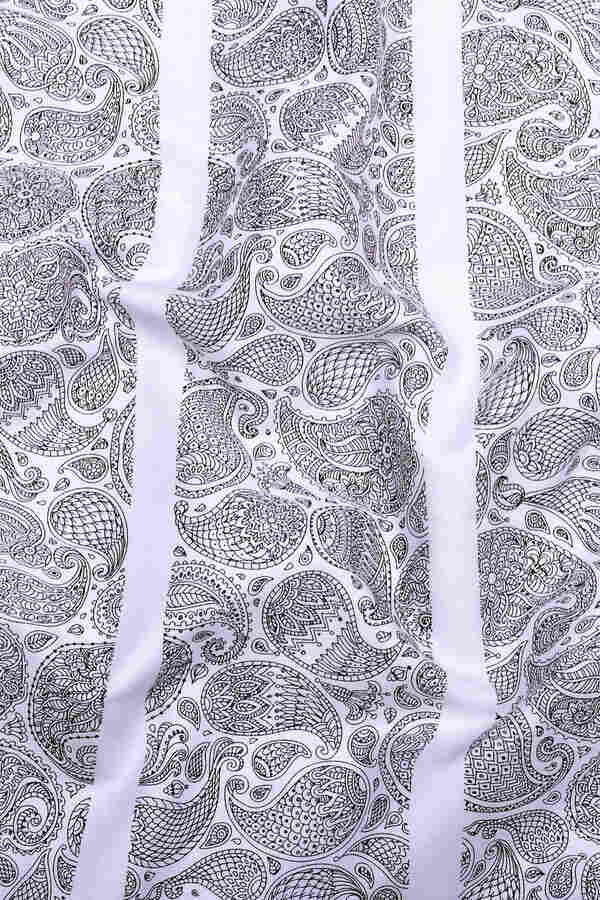 Quorra White with Black Paisley Print Cotton Shirt