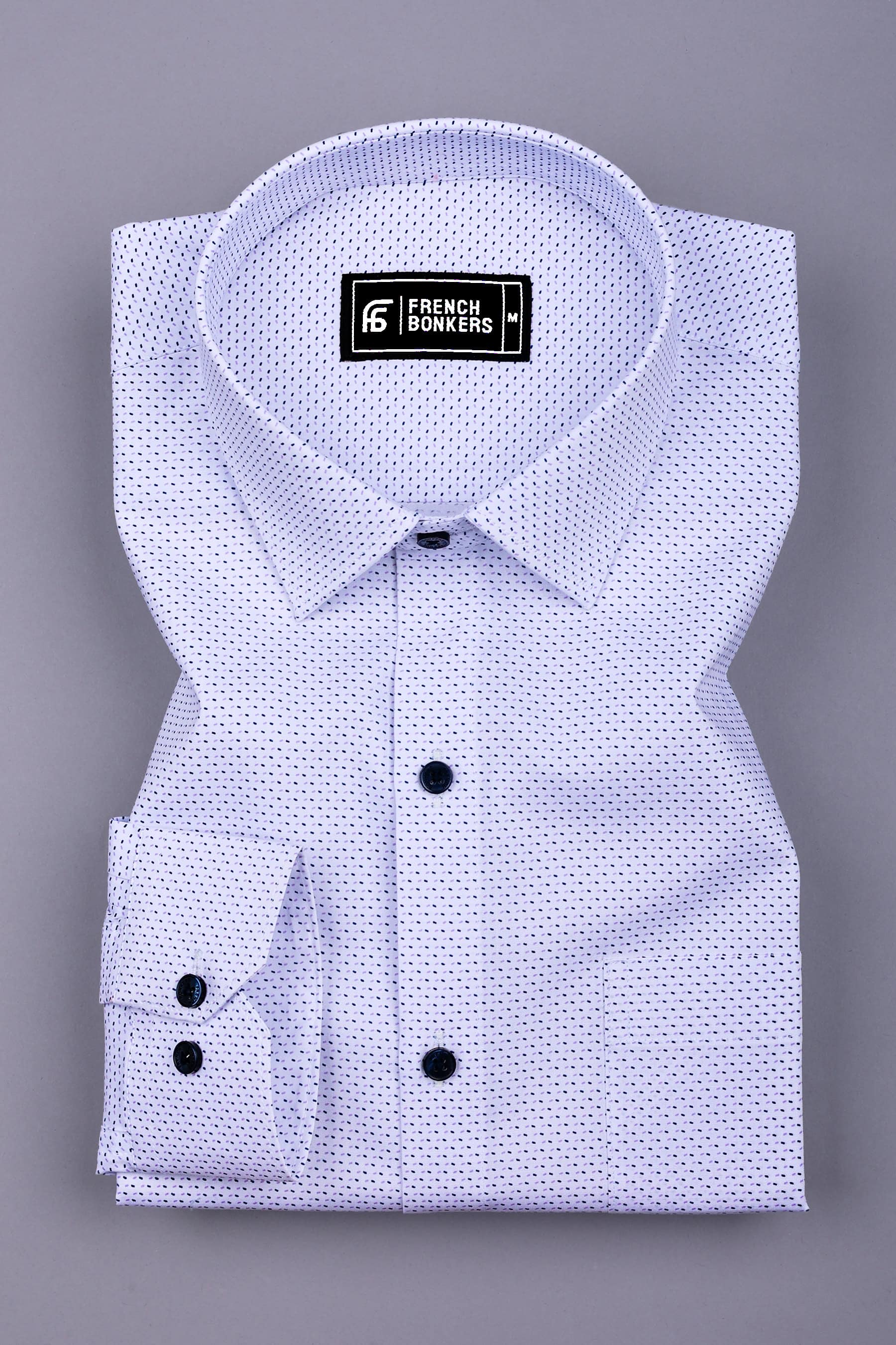 Twilight Drizzle White with Blue Printed Cotton Shirt