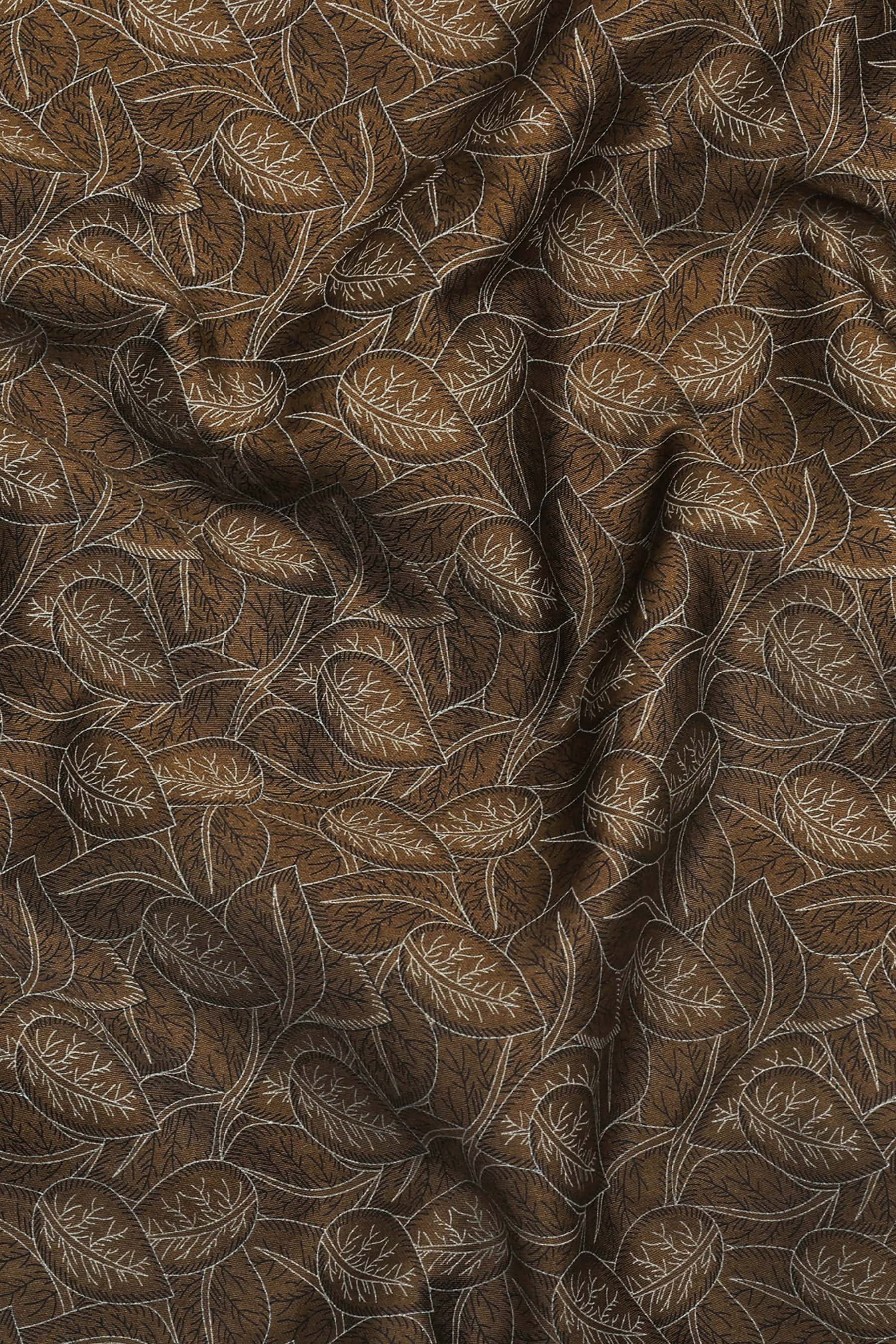 Clyven Mehndi Leaf Print Cotton Shirt