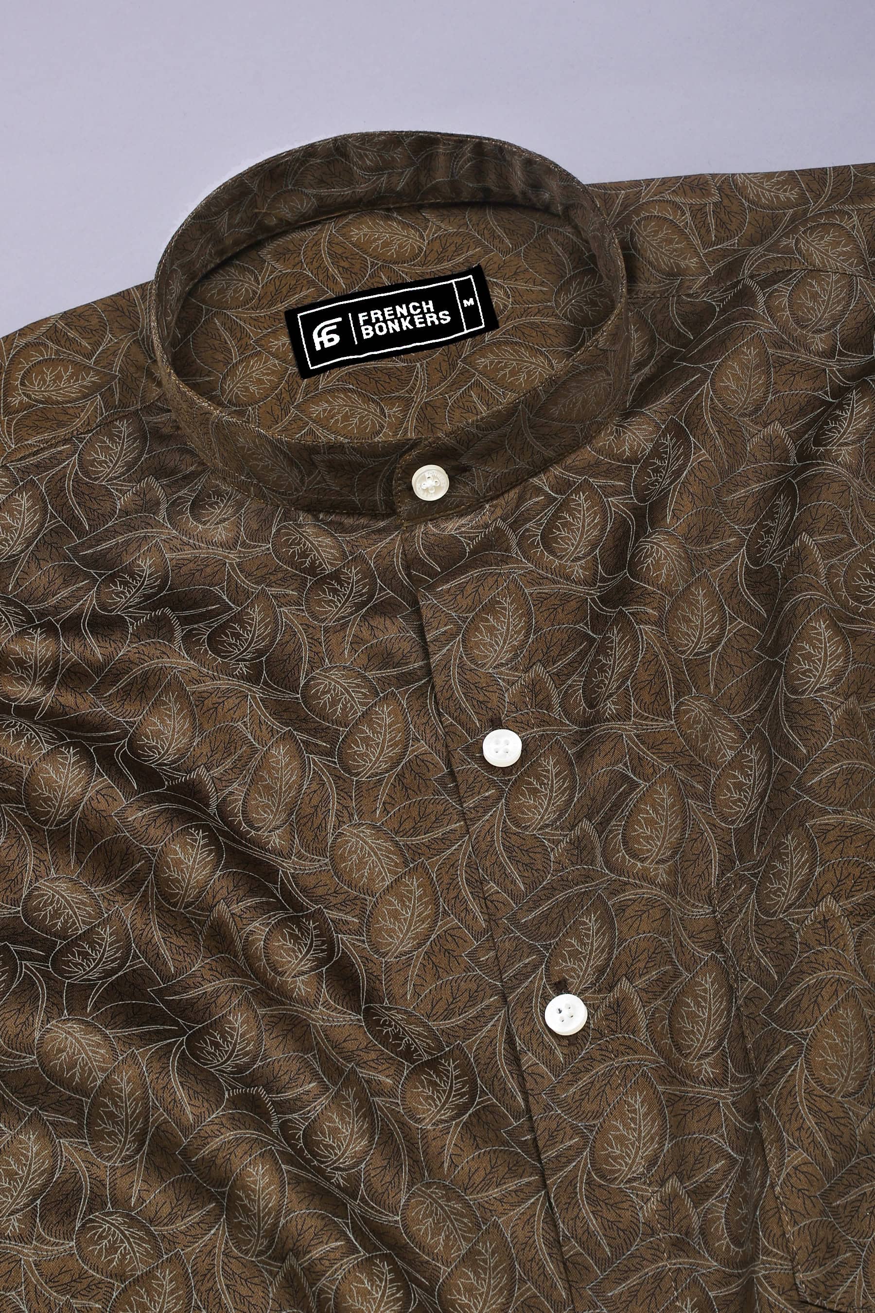 Clyven Mehndi Leaf Print Cotton Shirt