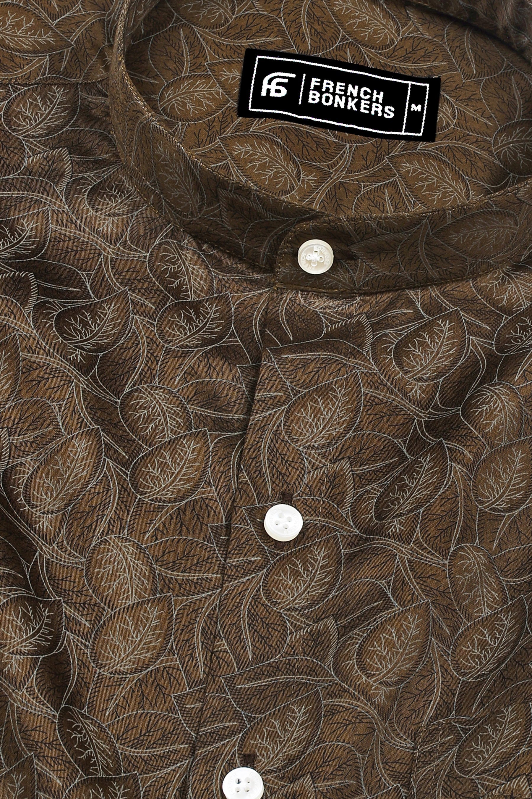 Clyven Mehndi Leaf Print Cotton Shirt