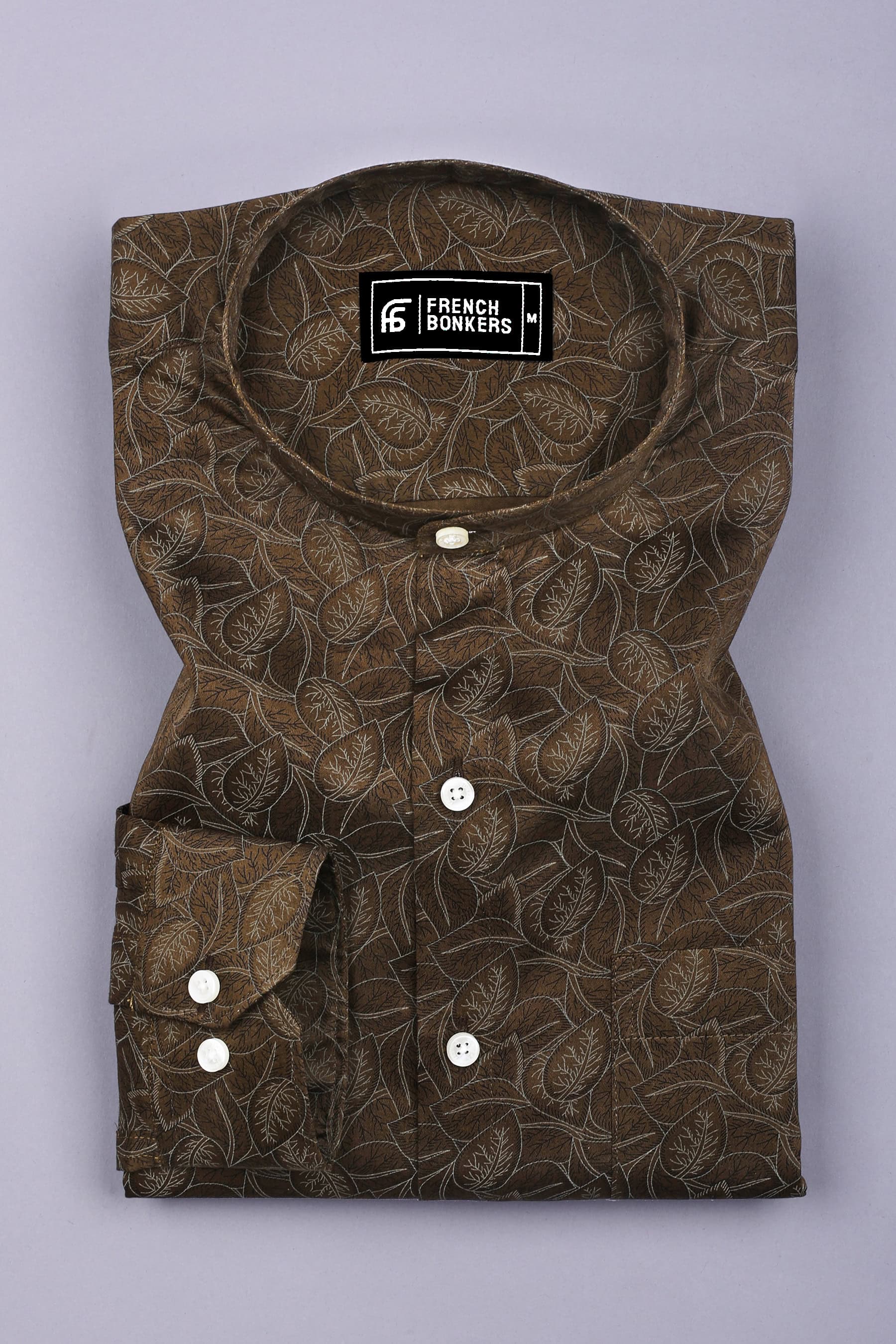 Clyven Mehndi Leaf Print Cotton Shirt