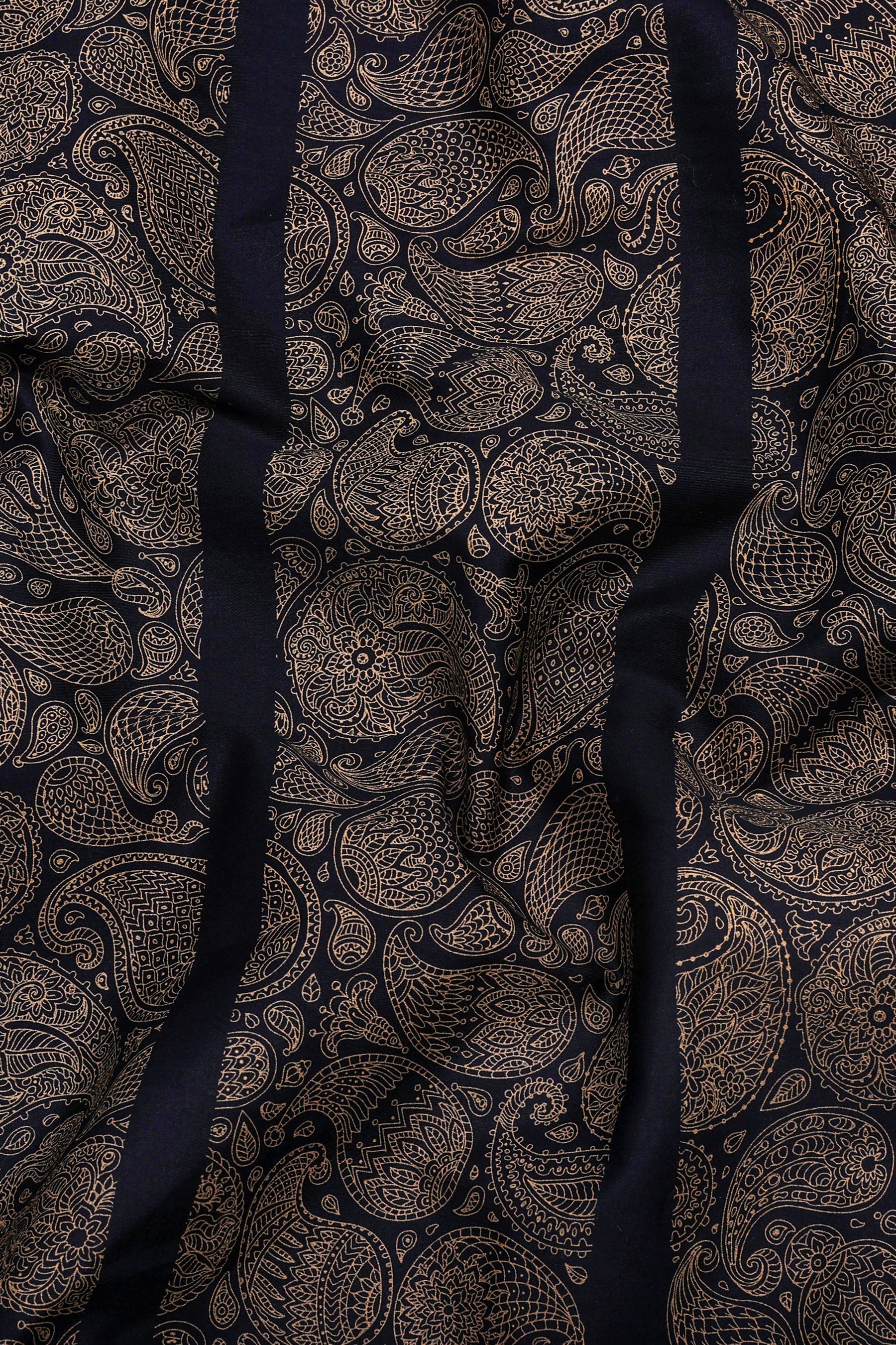 Quorra Black with Brown Paisley Print Cotton Shirt