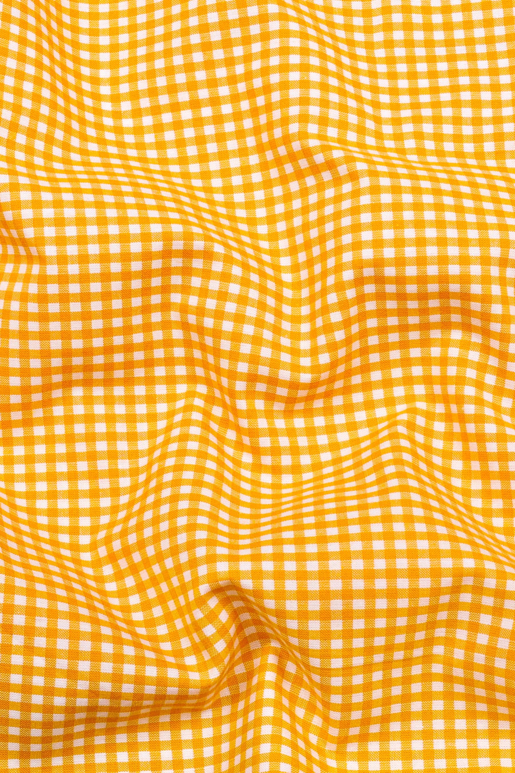 Bravixo Yellow and White Grid Cotton Shirt