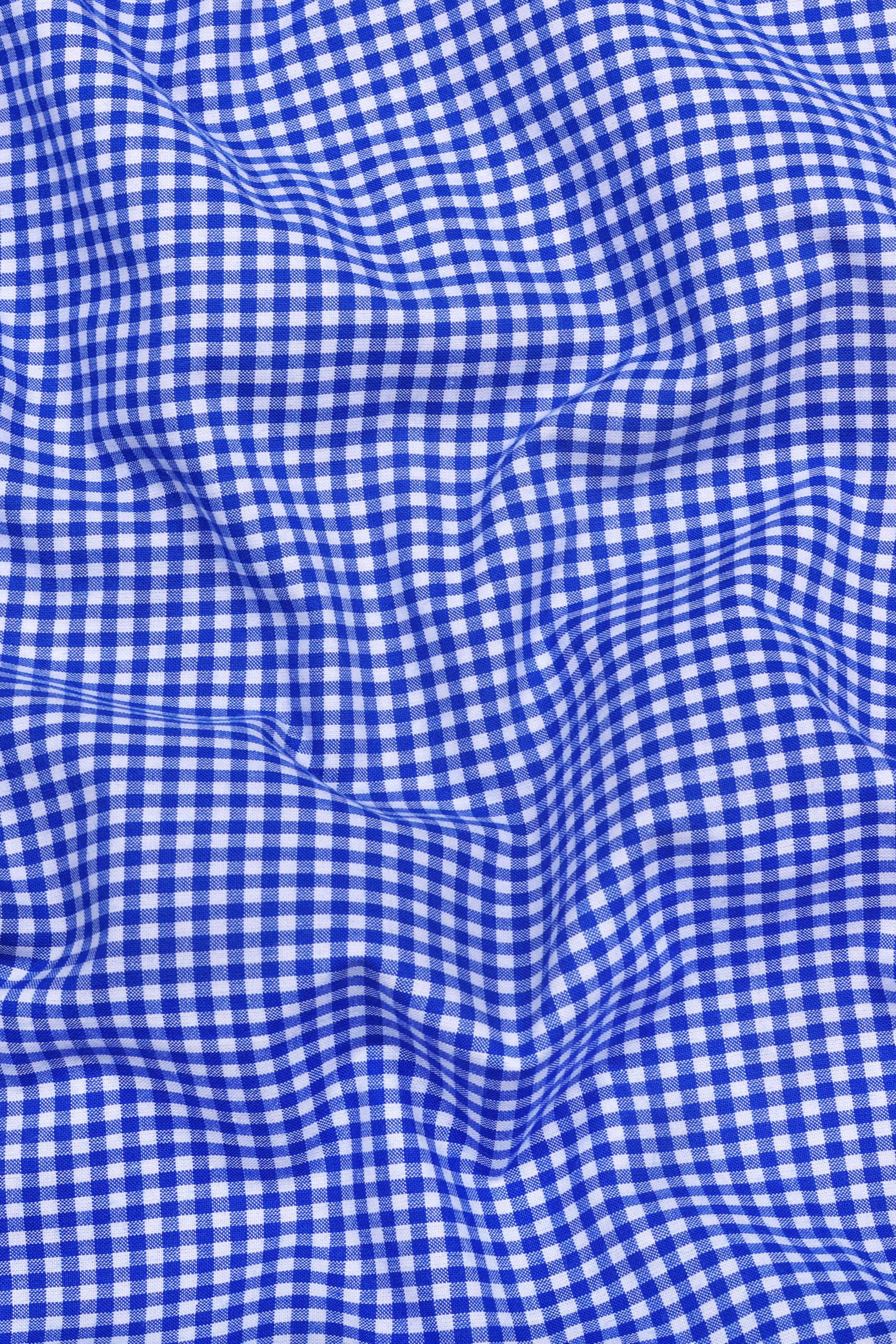Bravixo Blue and White Grid Cotton Shirt