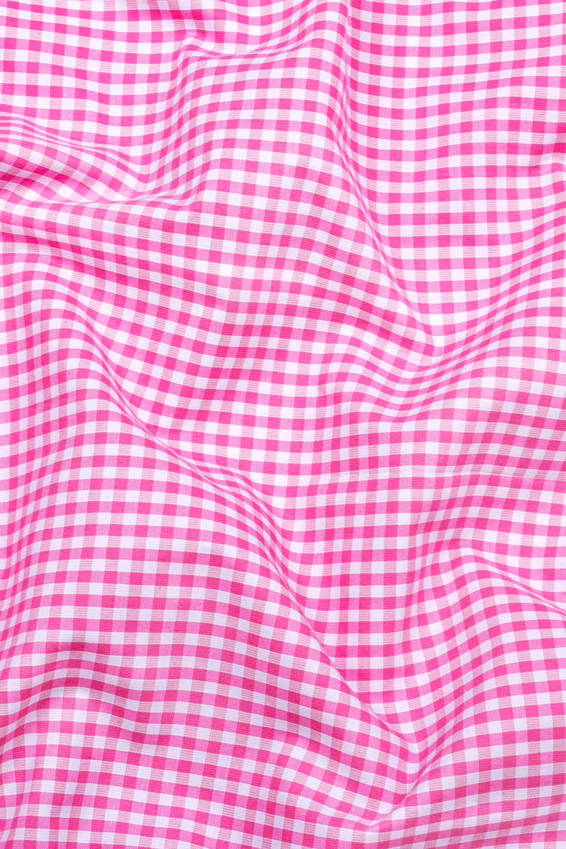 Bravixo Pink and White Grid Cotton Shirt