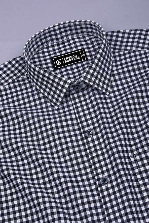 Grevola Black and White Check Cotton Shirt