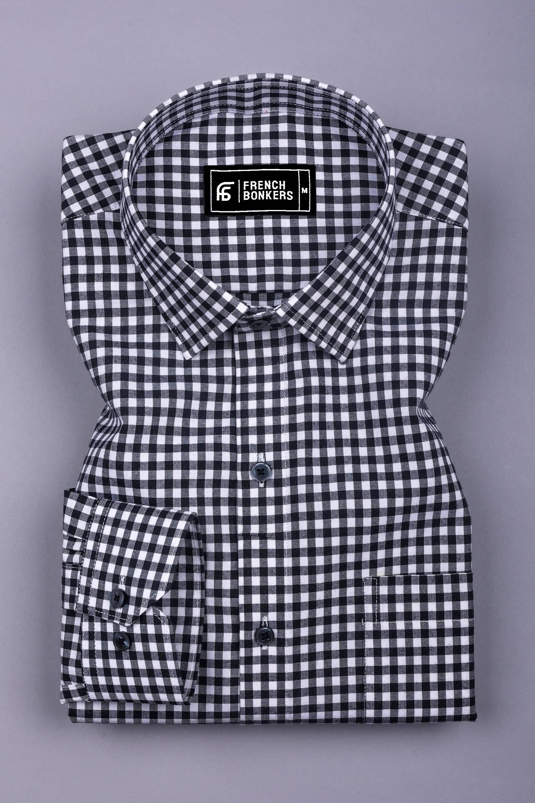 Grevola Black and White Check Cotton Shirt
