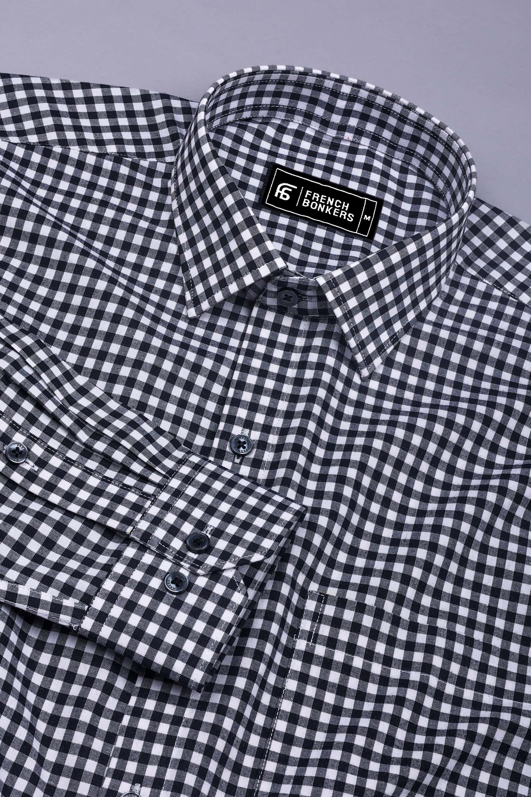 Grevola Black and White Check Cotton Shirt