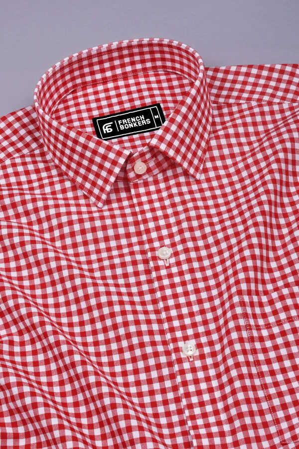Grevola Red and White Check Cotton Shirt