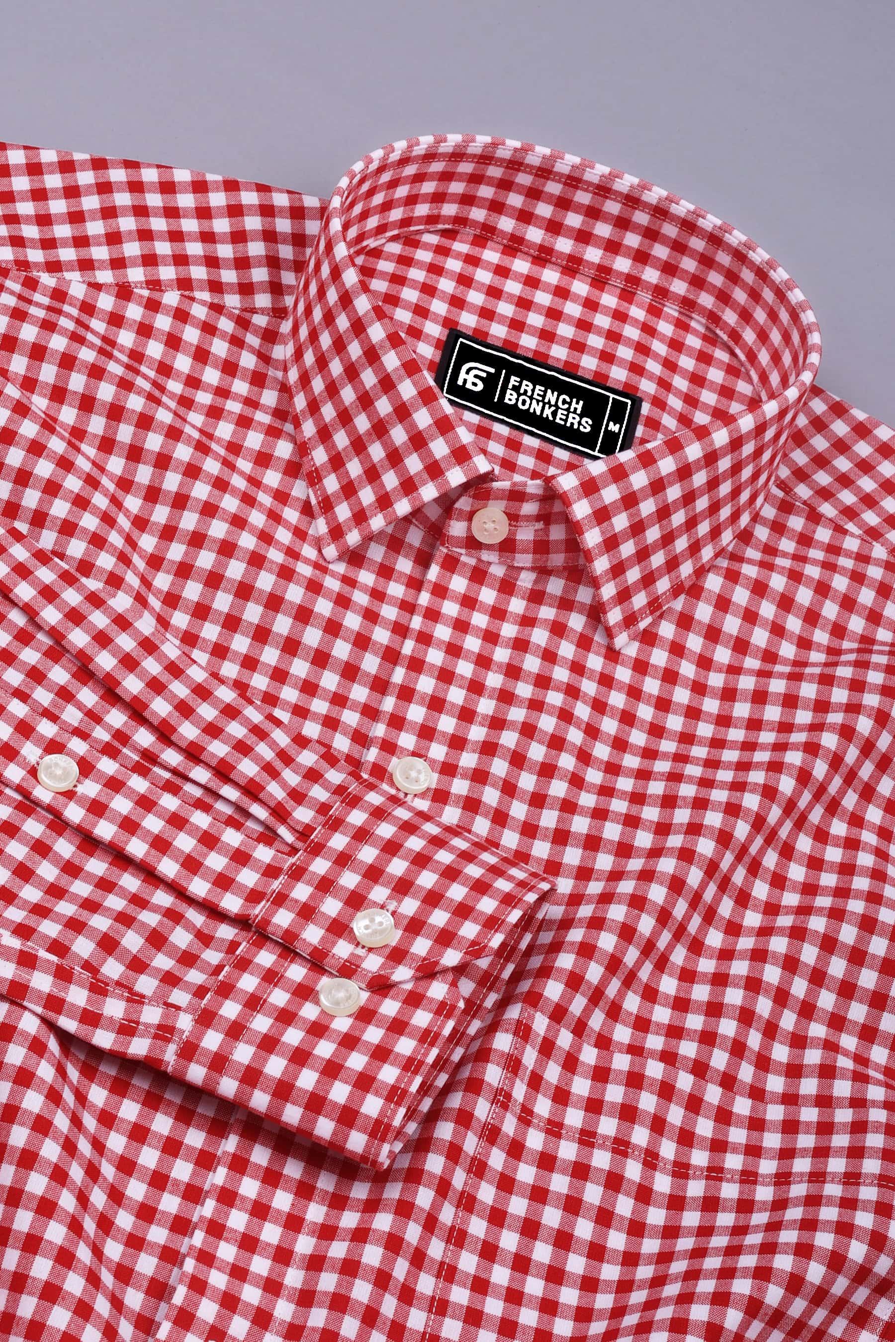 Grevola Red and White Check Cotton Shirt
