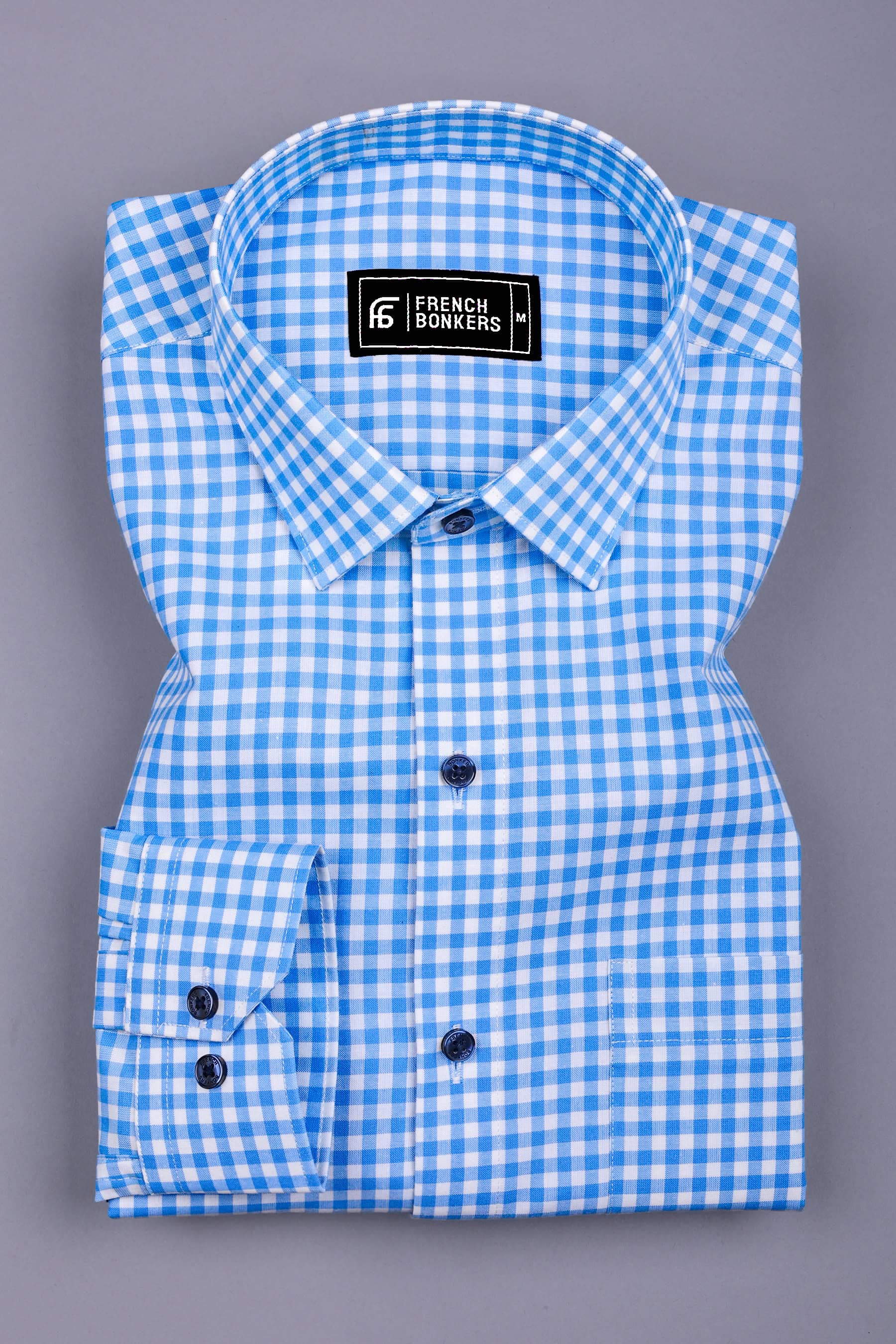 Grevola Blue and White Check Cotton Shirt