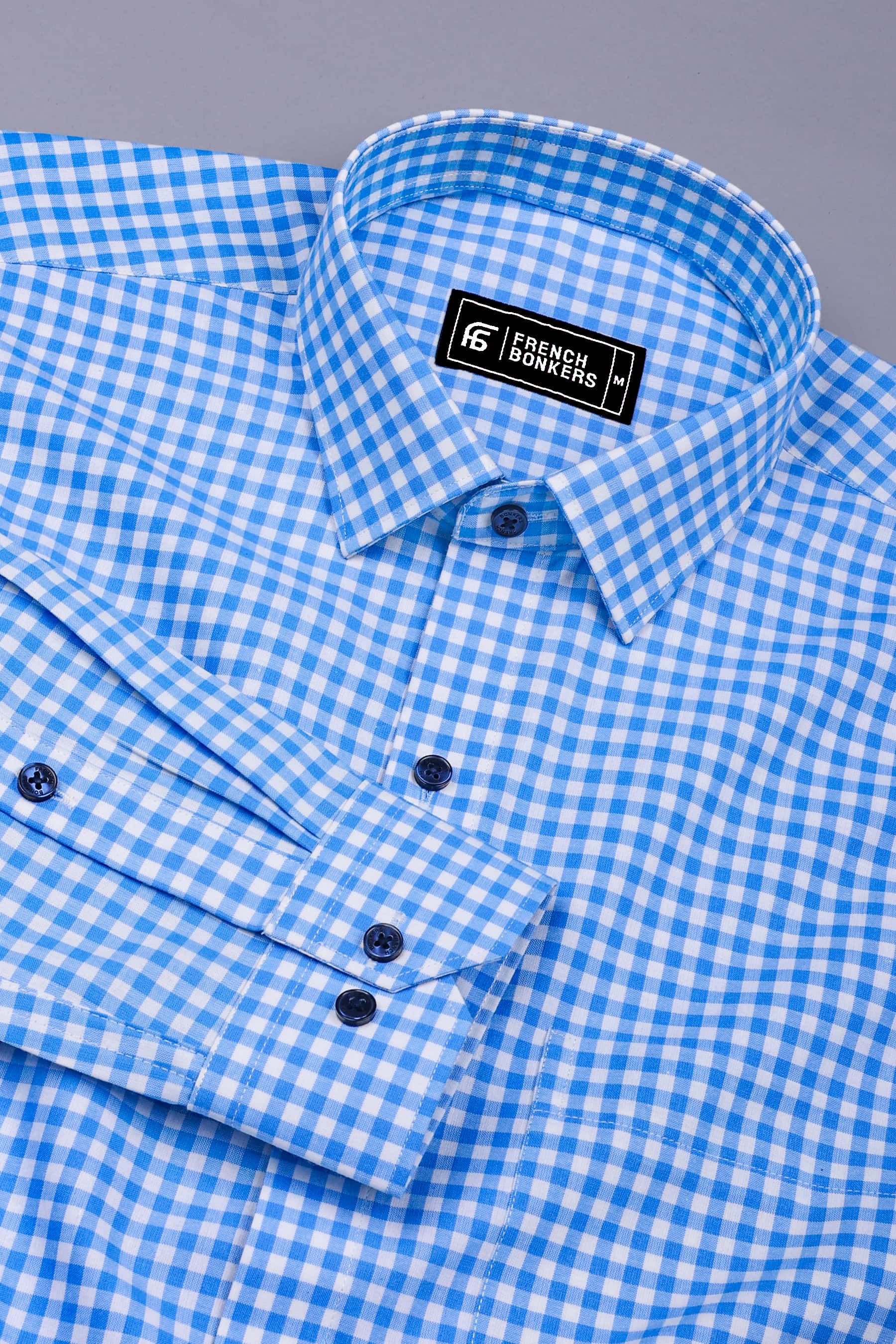 Grevola Blue and White Check Cotton Shirt