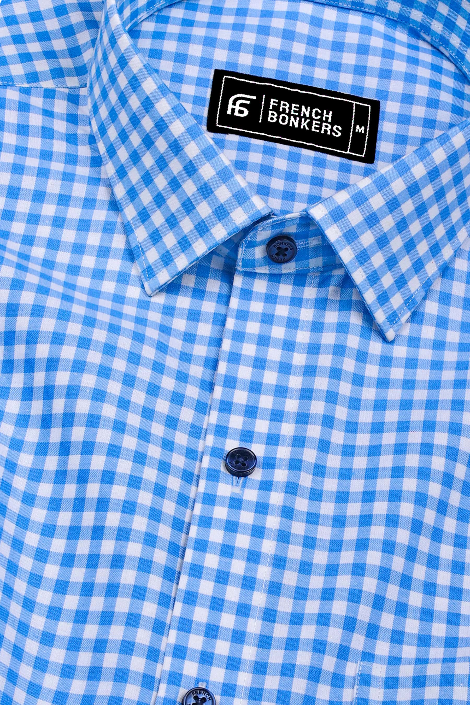 Grevola Blue and White Check Cotton Shirt