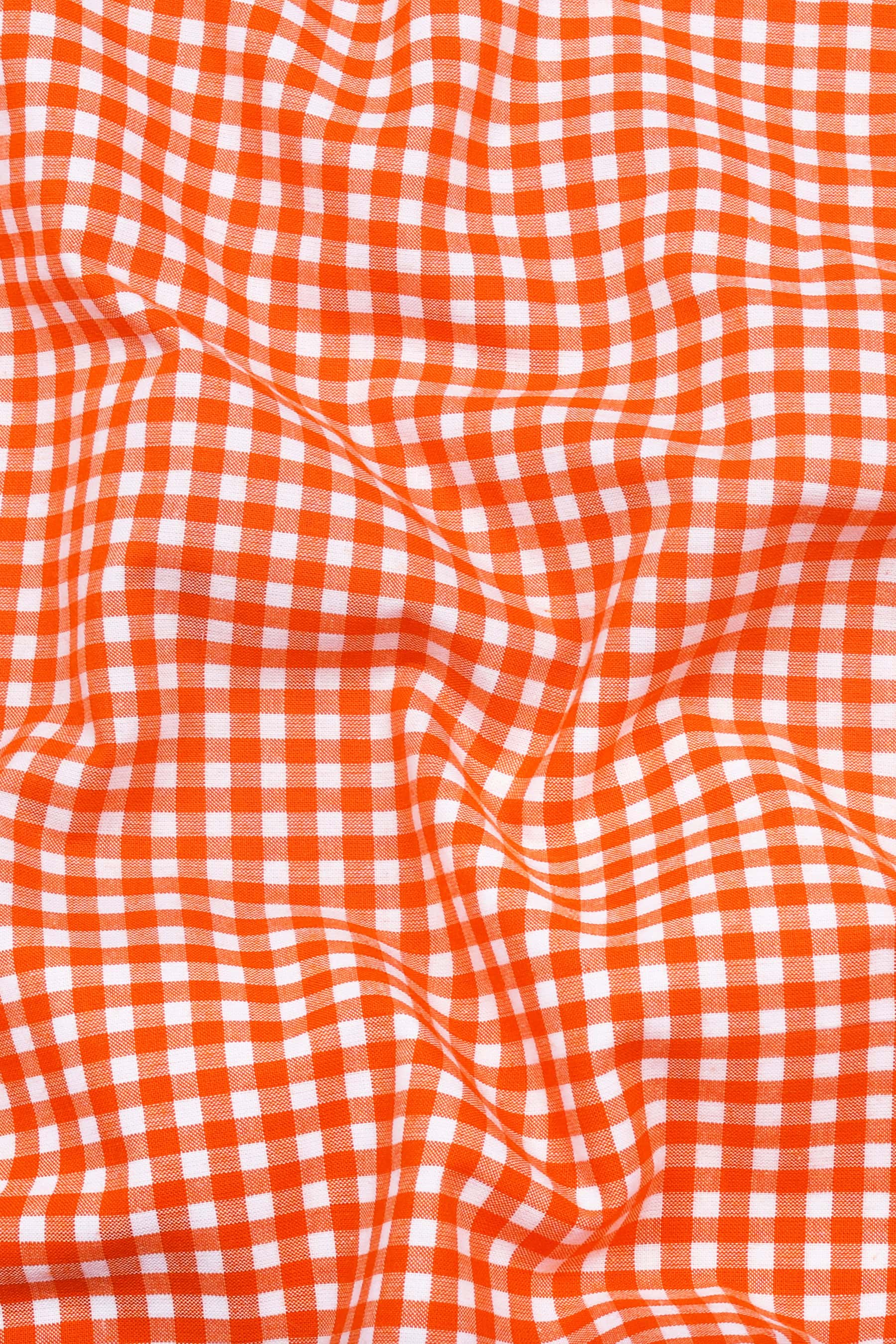 Grevola Orange and White Check Cotton Shirt