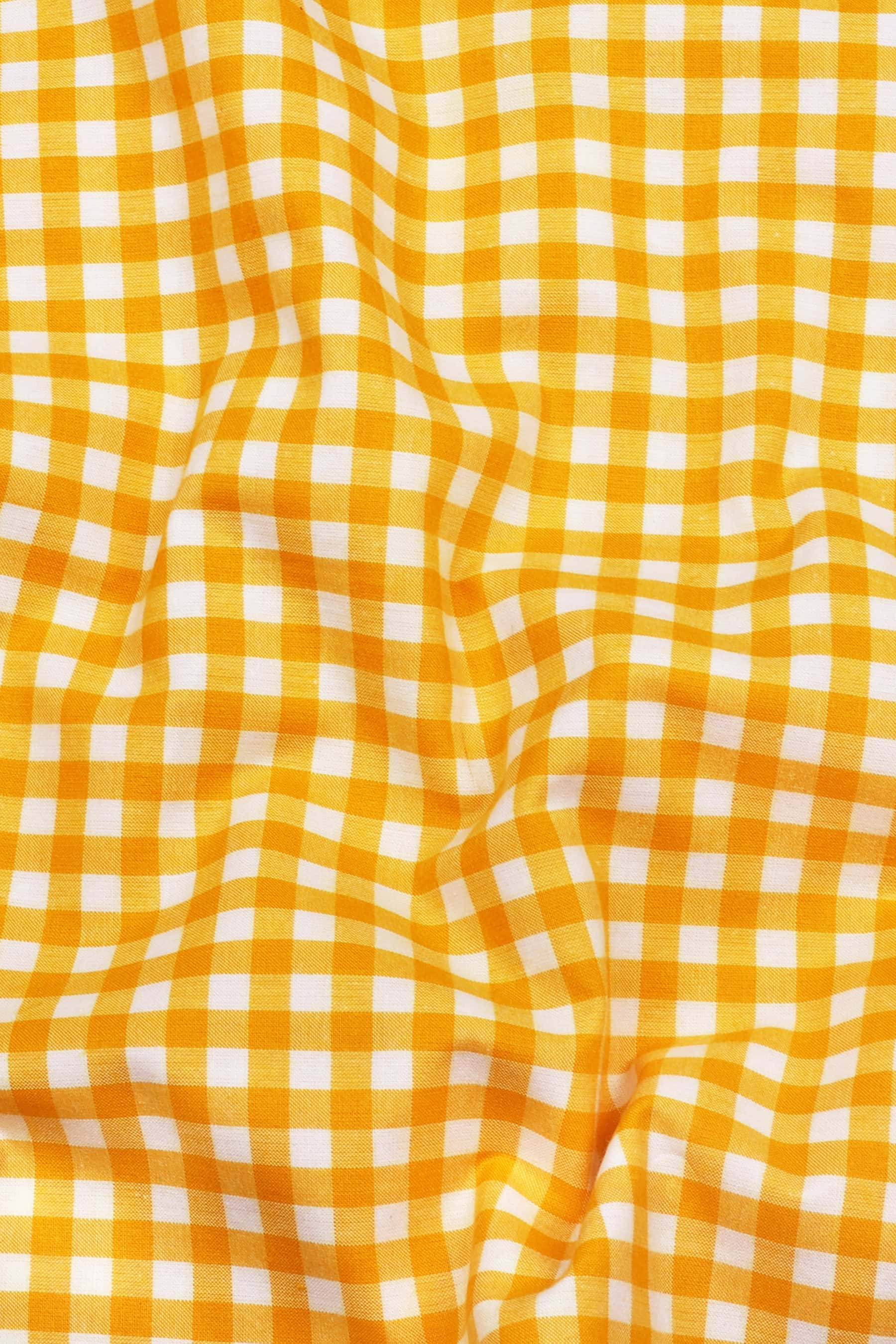 Glinver Yellow and White Gingham Check Cotton Shirt