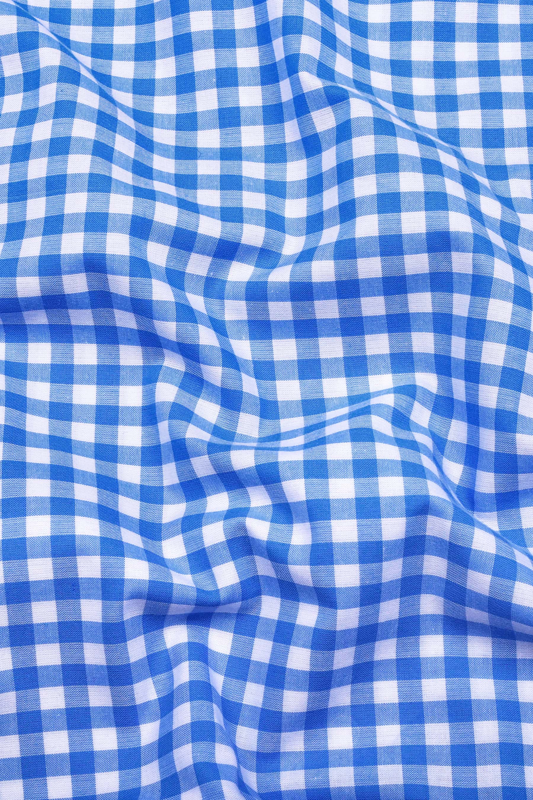 Ginger Blue and White Gingham Check Cotton Shirt