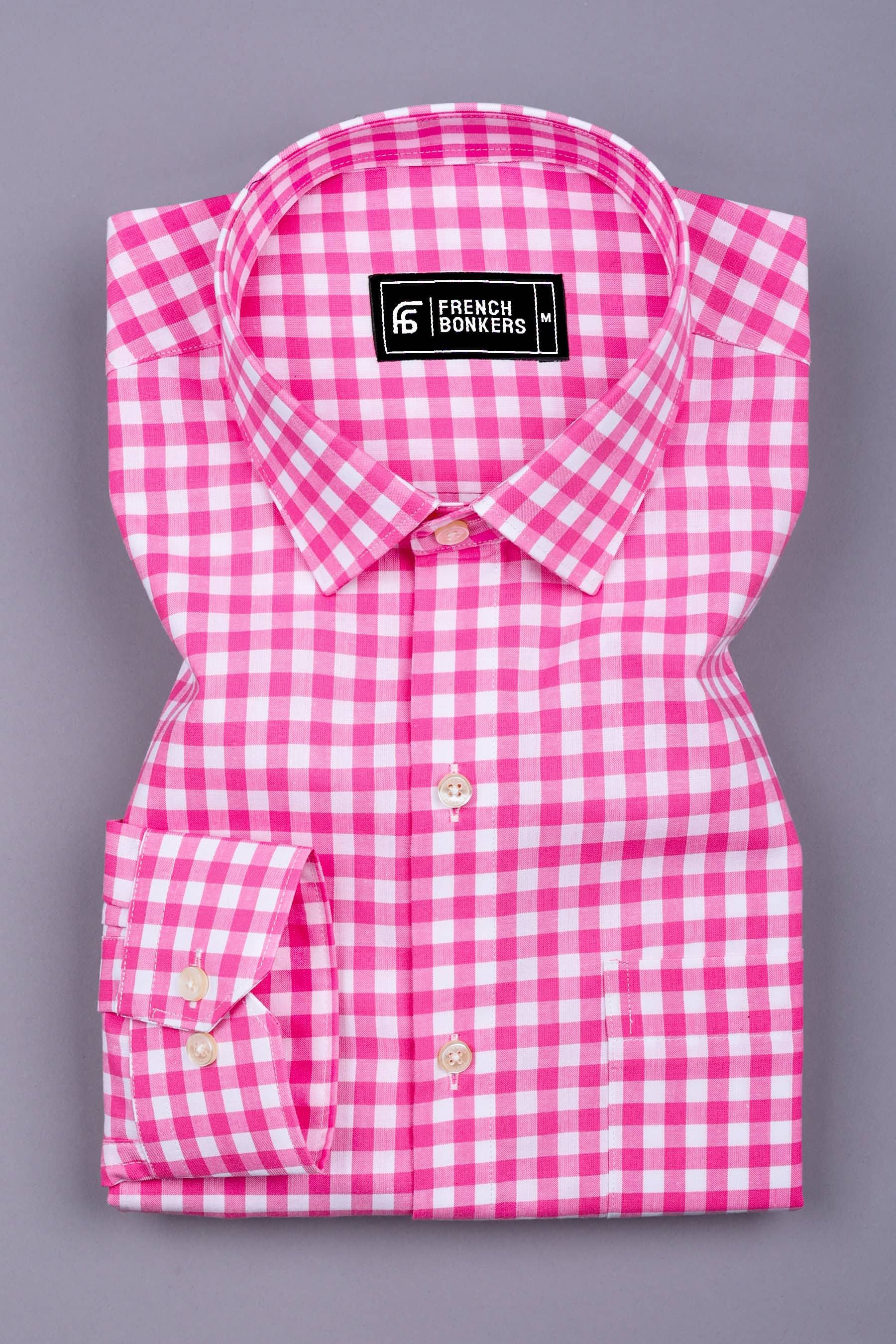 Ginger Pink and White Gingham Check Cotton Shirt