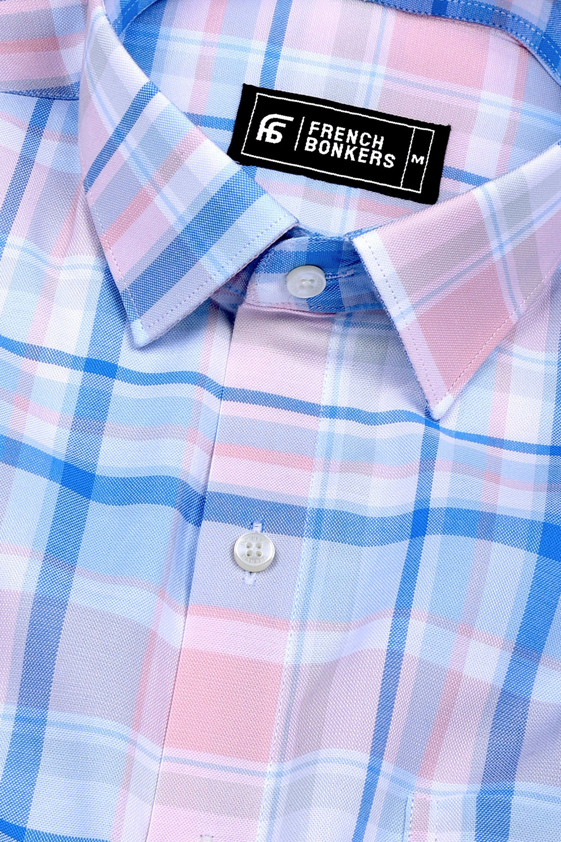 Brisca Blue and Pink Gentle Check Cotton Shirt