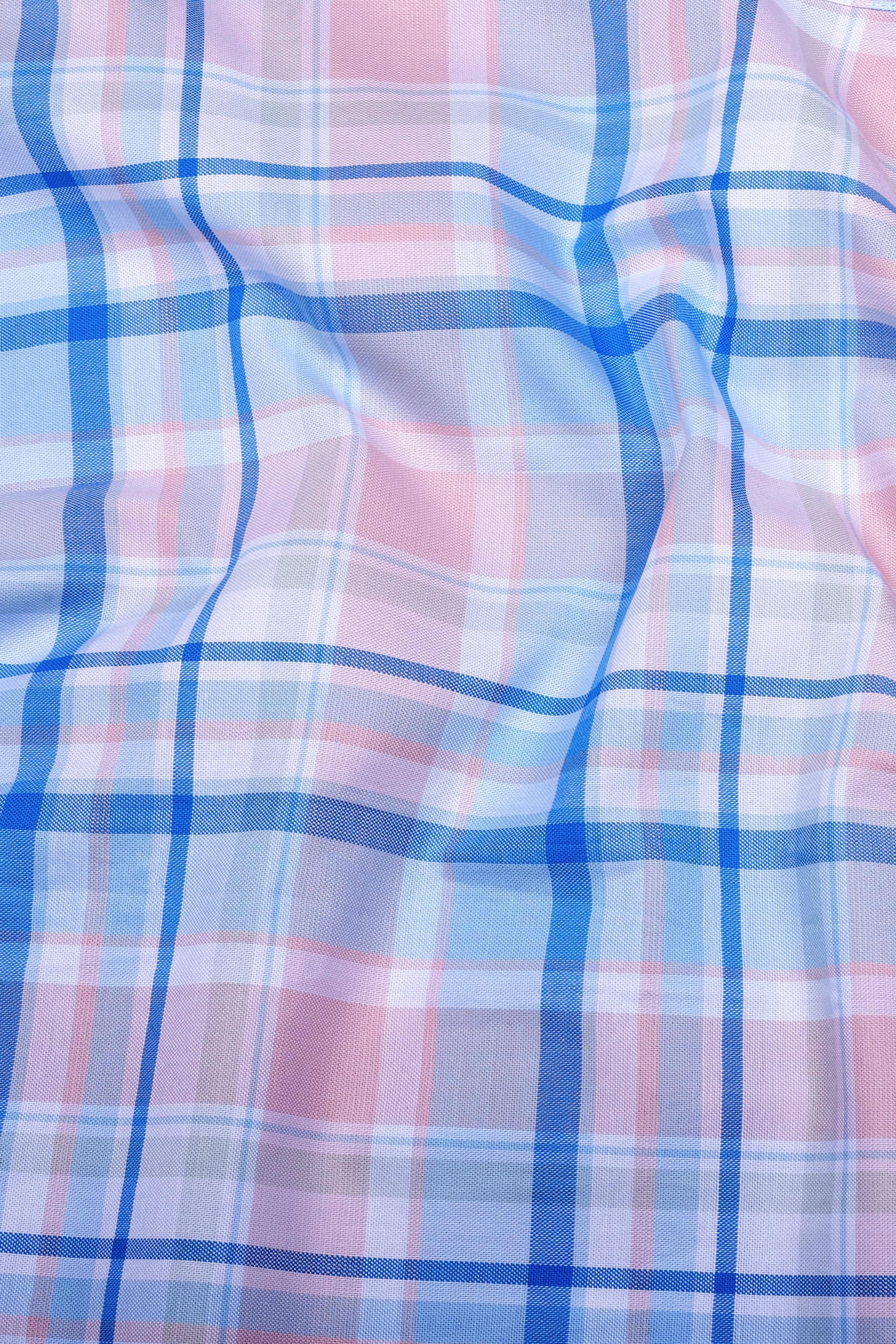 Brisca Blue and Pink Gentle Check Cotton Shirt