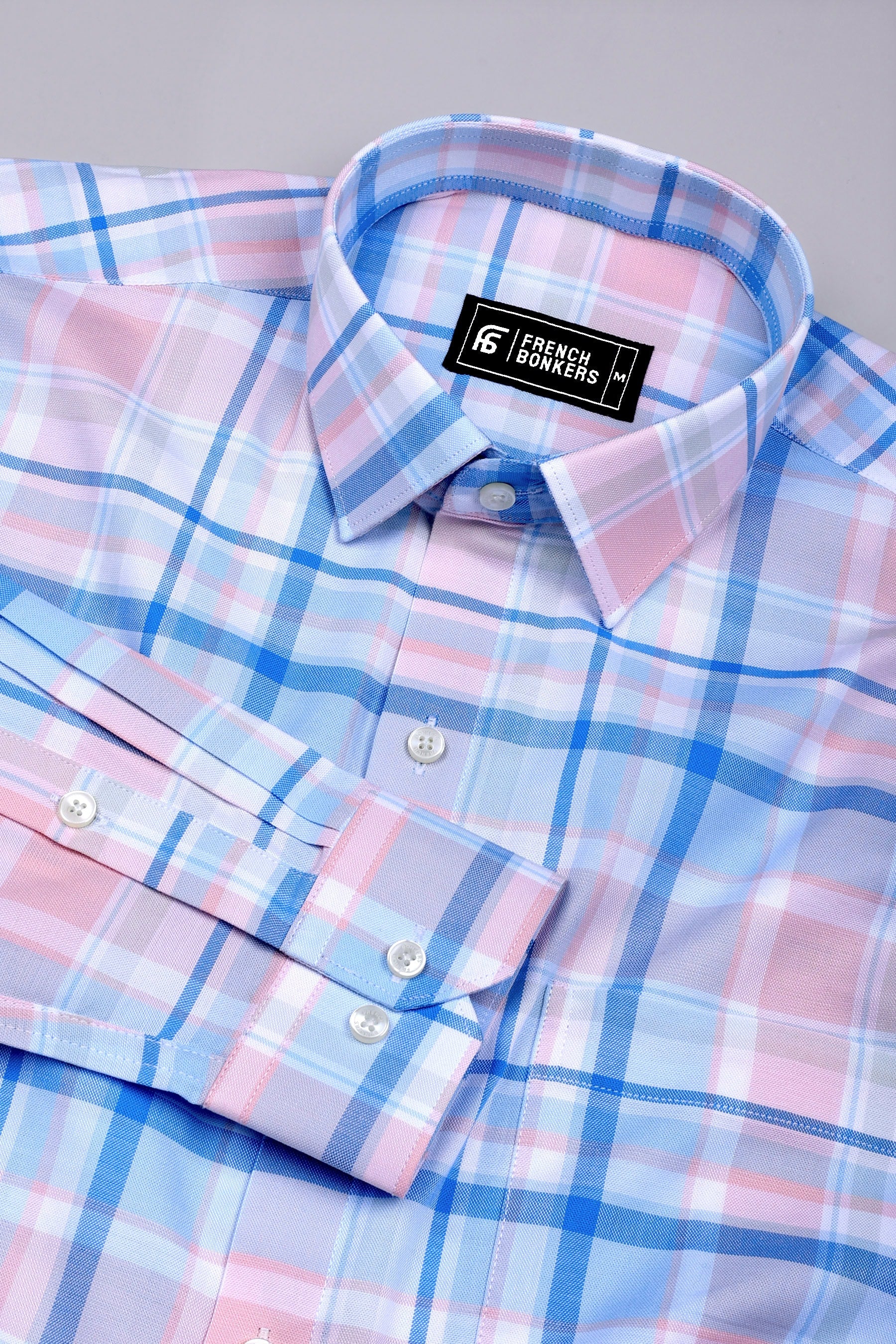 Brisca Blue and Pink Gentle Check Cotton Shirt