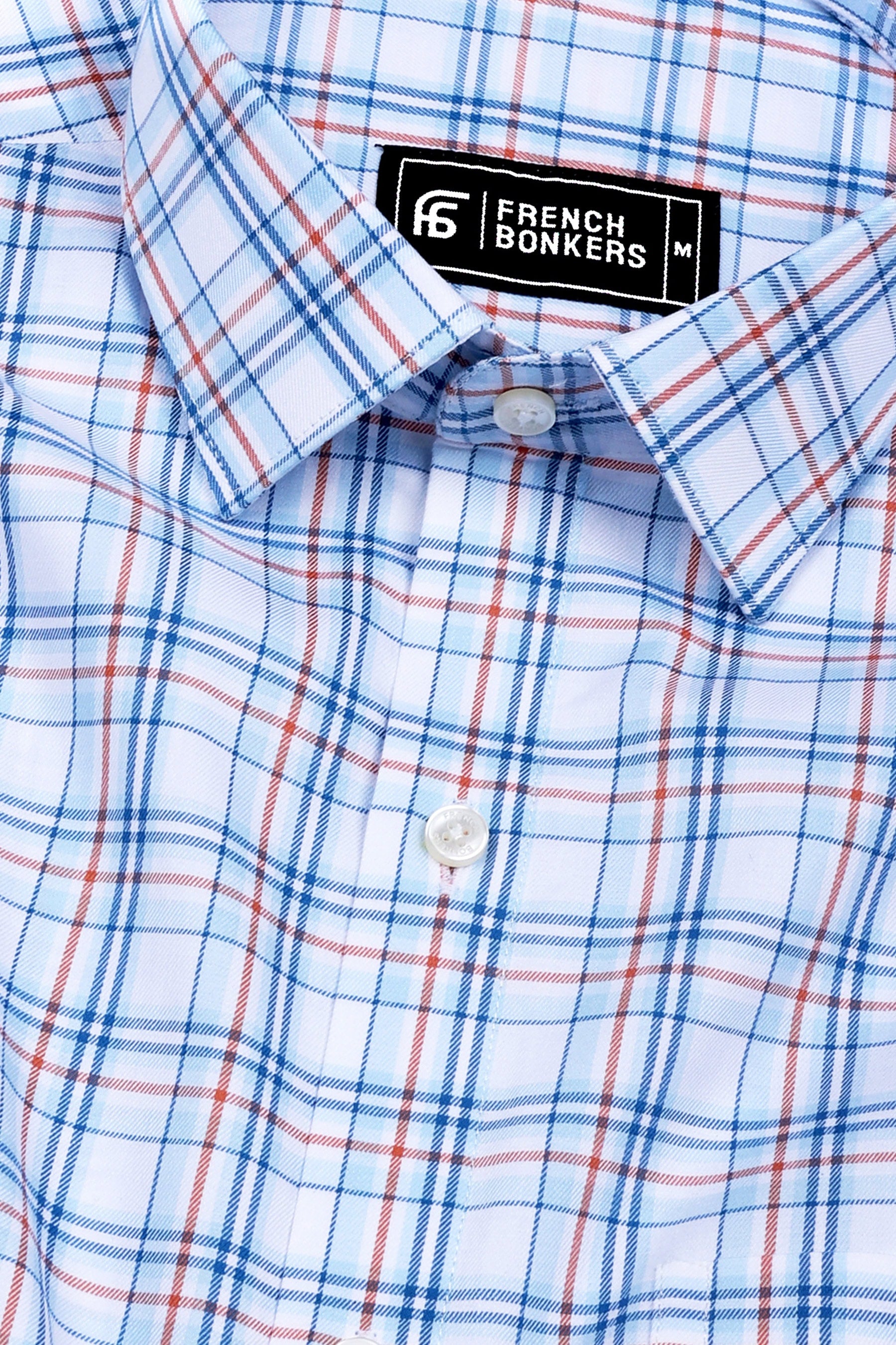 Skynex Blue and Orange Twill Check Cotton Shirt