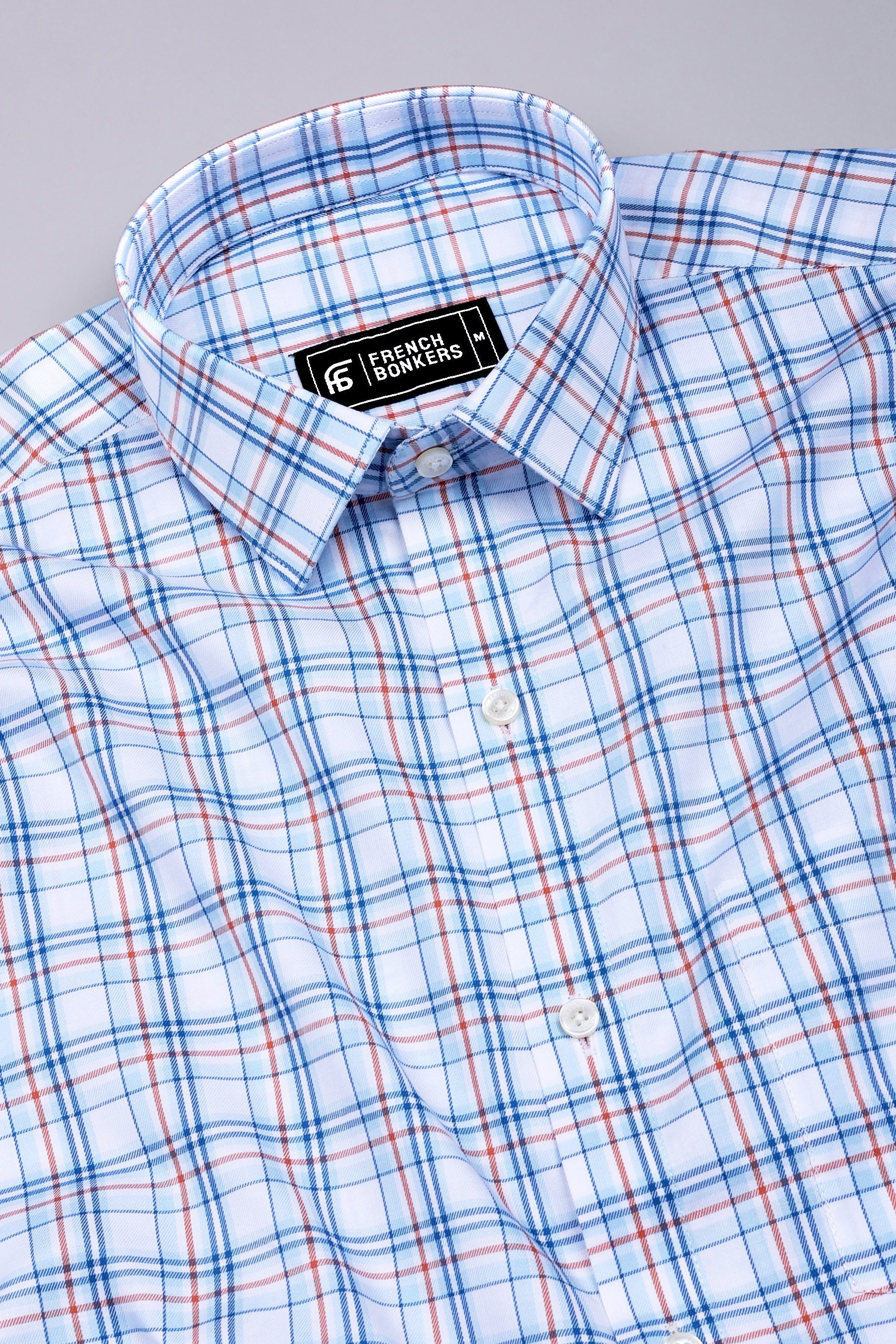 Skynex Blue and Orange Twill Check Cotton Shirt