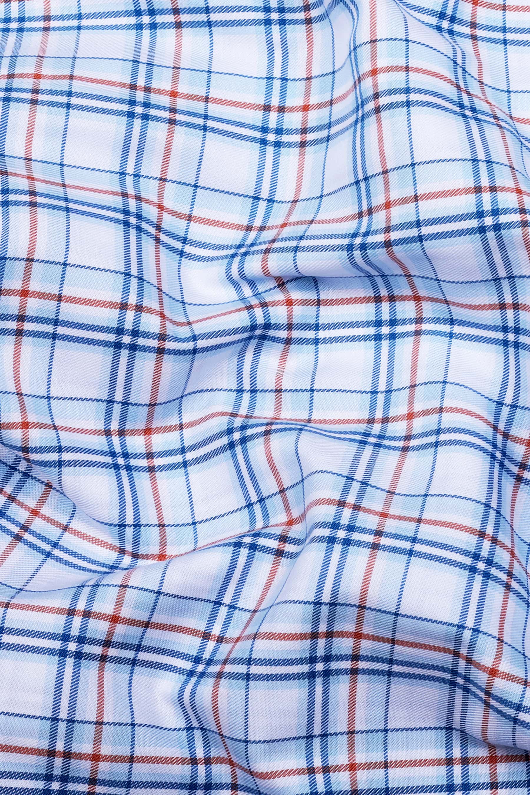 Skynex Blue and Orange Twill Check Cotton Shirt