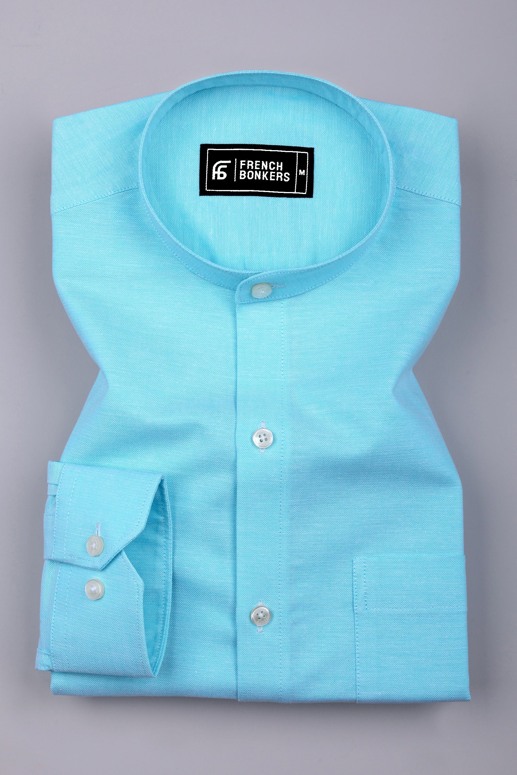 Oxford Shirt French Blue Dress Shirt French Collar Shirt Blue Oxford Motif  Inserts Vittorio Marchesi