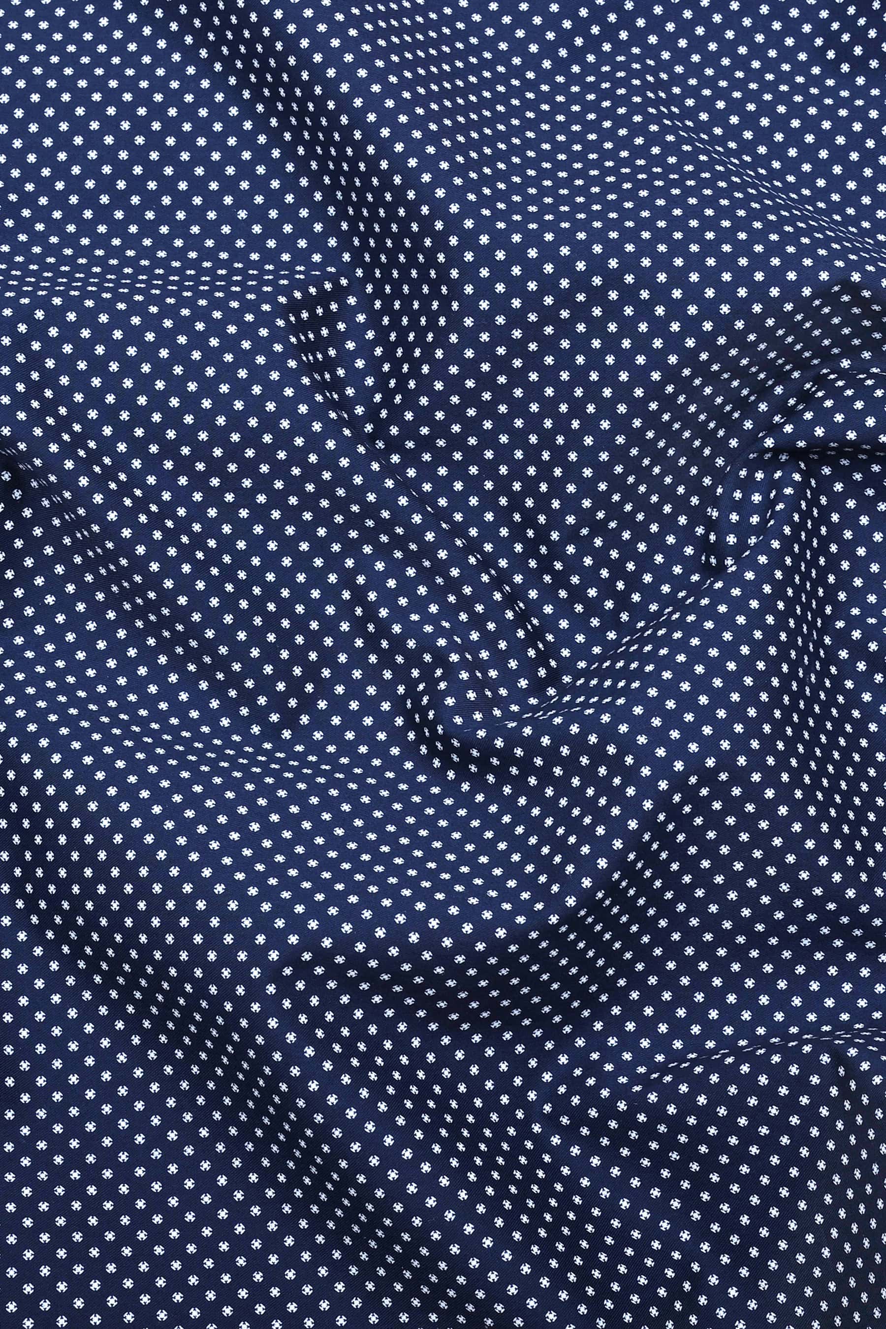 Spinex Navyblue with White Micro Dot Printed Cotton Shirt