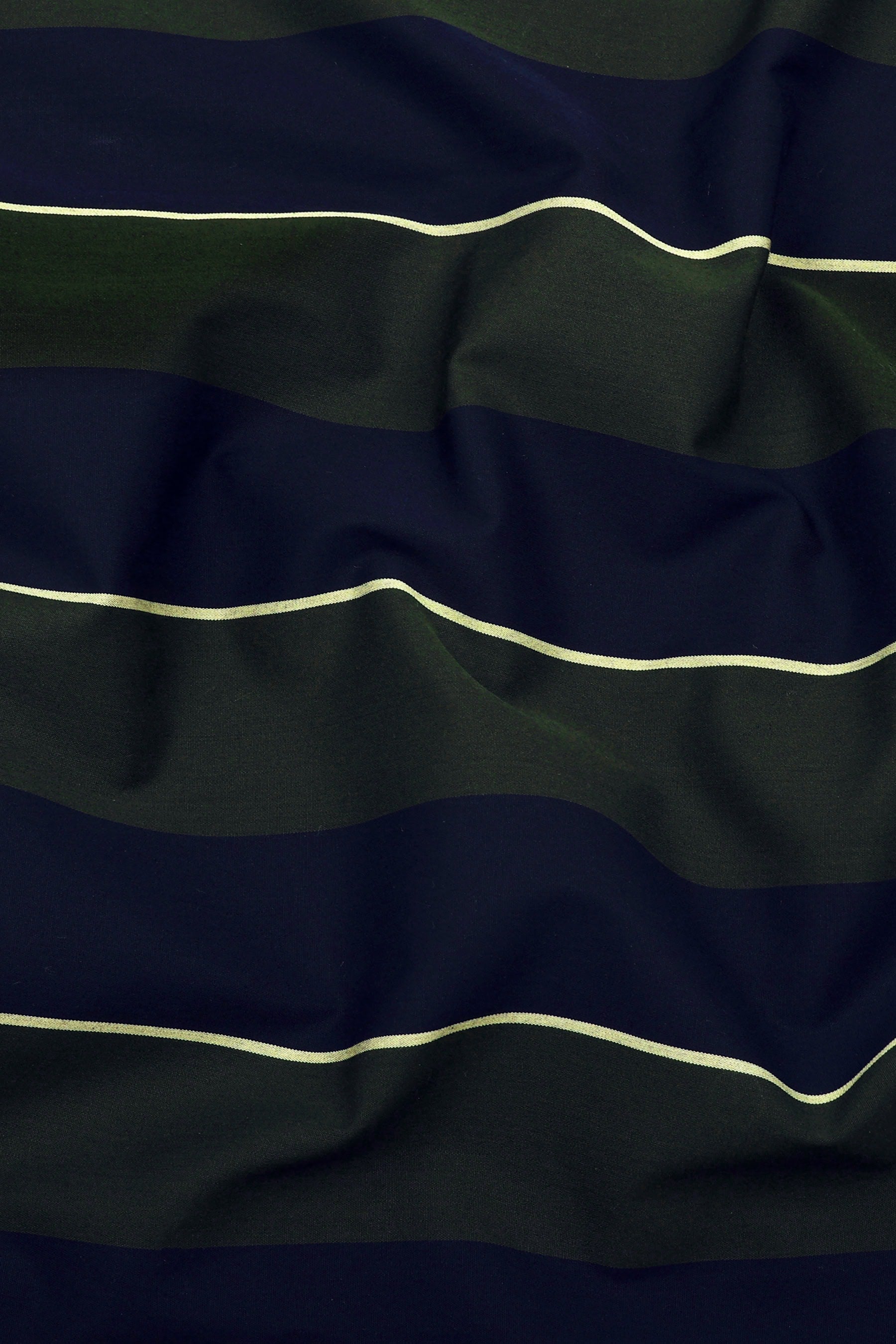 Kelvon Olive Green and Black Striped Cotton Shirt