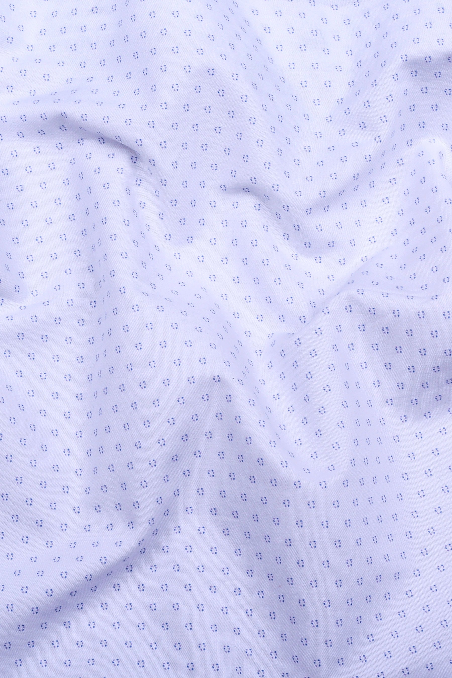 Sivra White with Micro Blue Circle Printed Cotton Shirt
